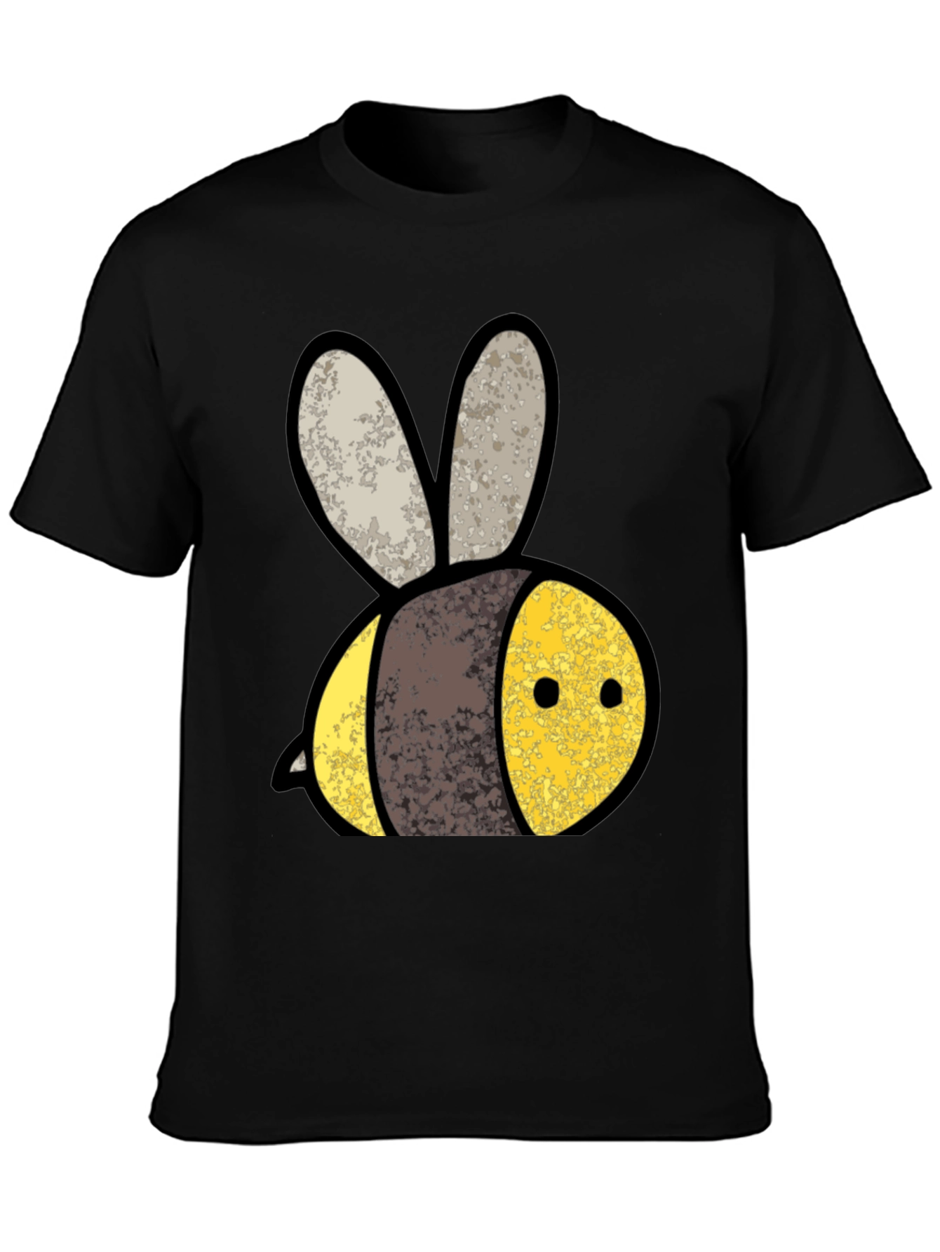 Cute Bee Graphic Tee - Black Cotton T-Shirt