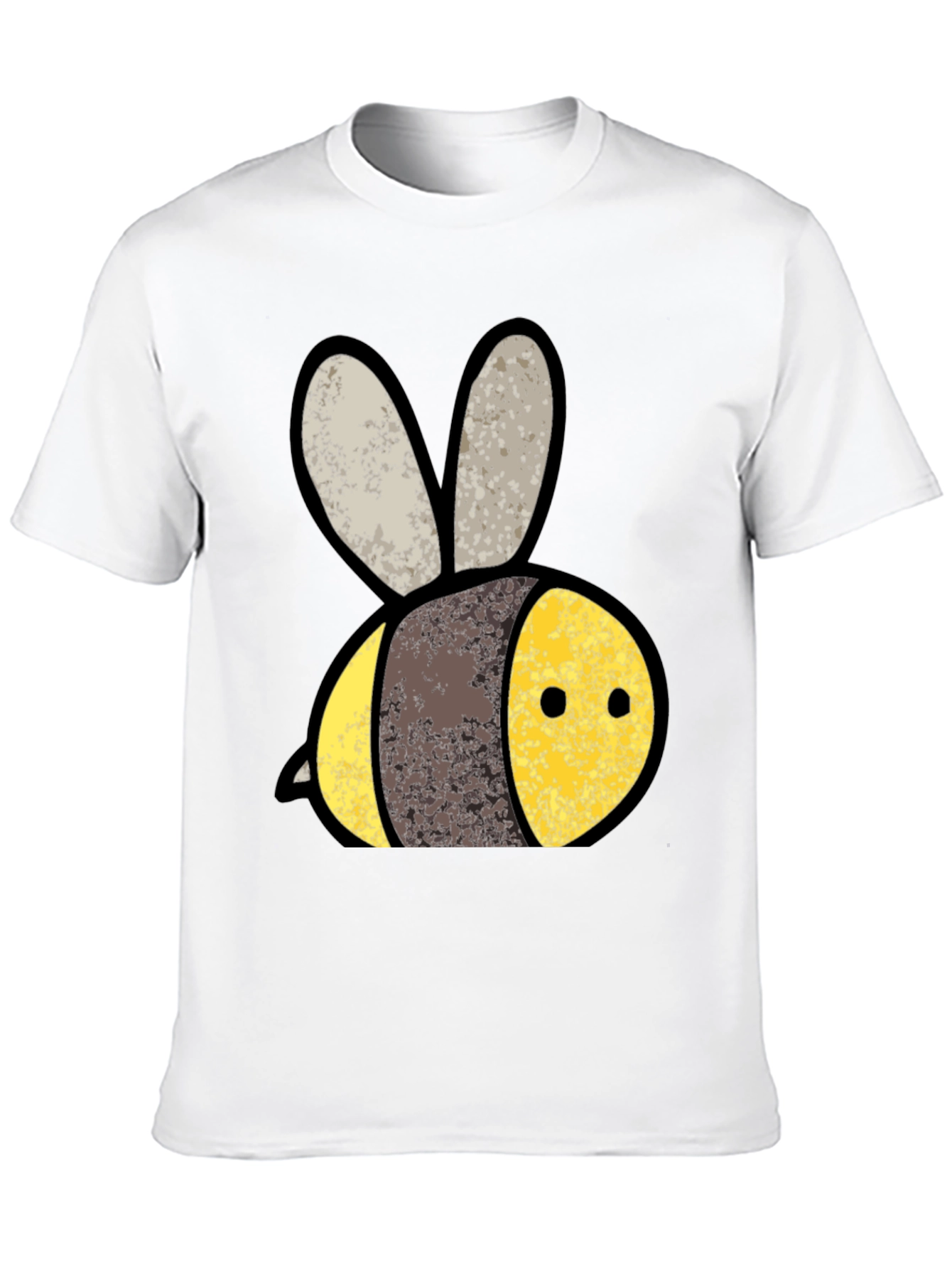 Cute Bee Graphic Tee - Black Cotton T-Shirt
