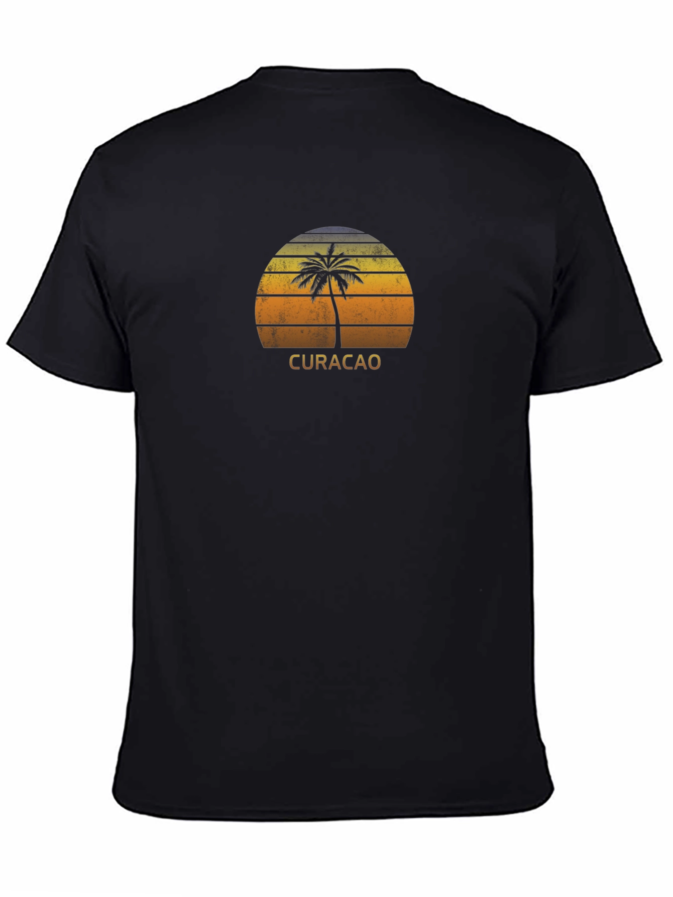 Curacao Palm Tree Sunset Graphic Tee - Black