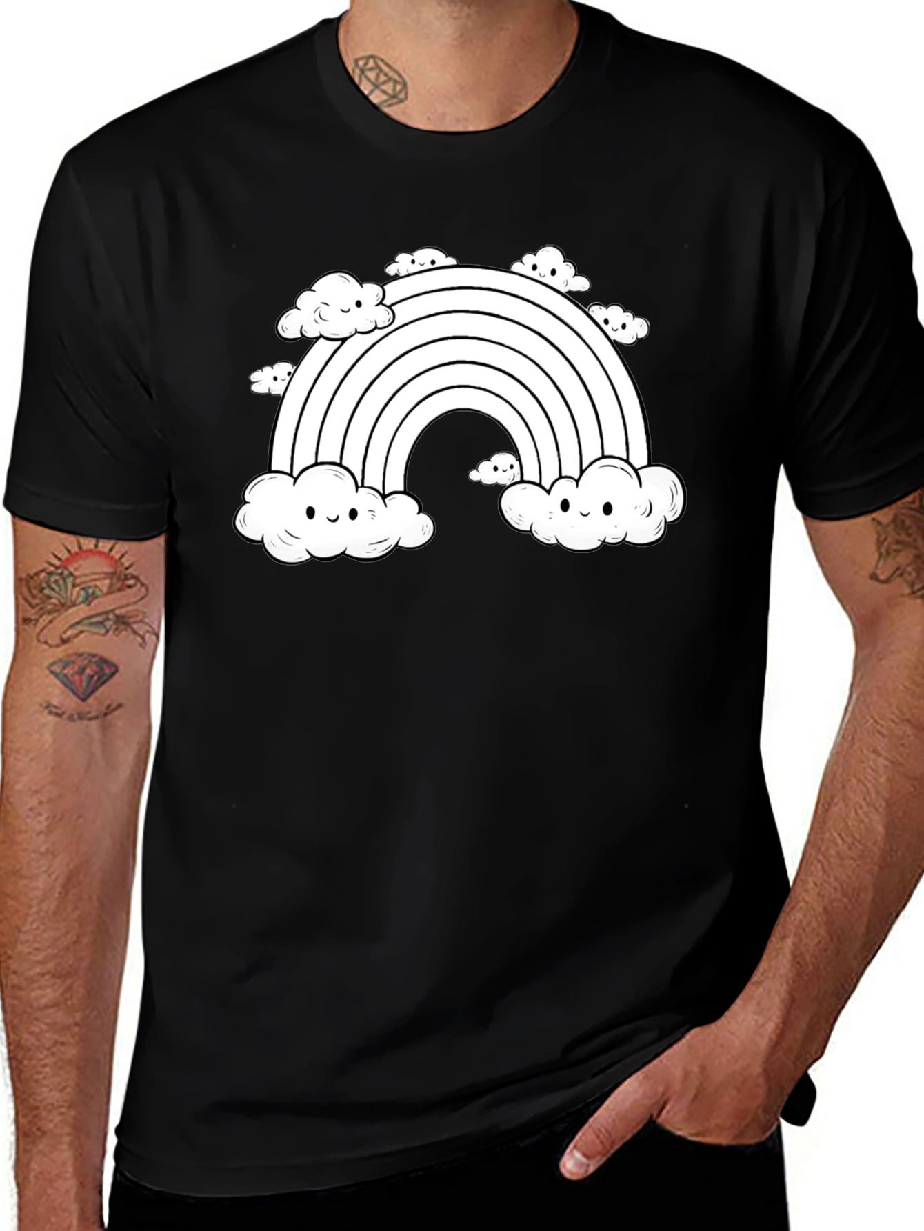 Rainbow Cloud Graphic Tee - Cute Kawaii Design