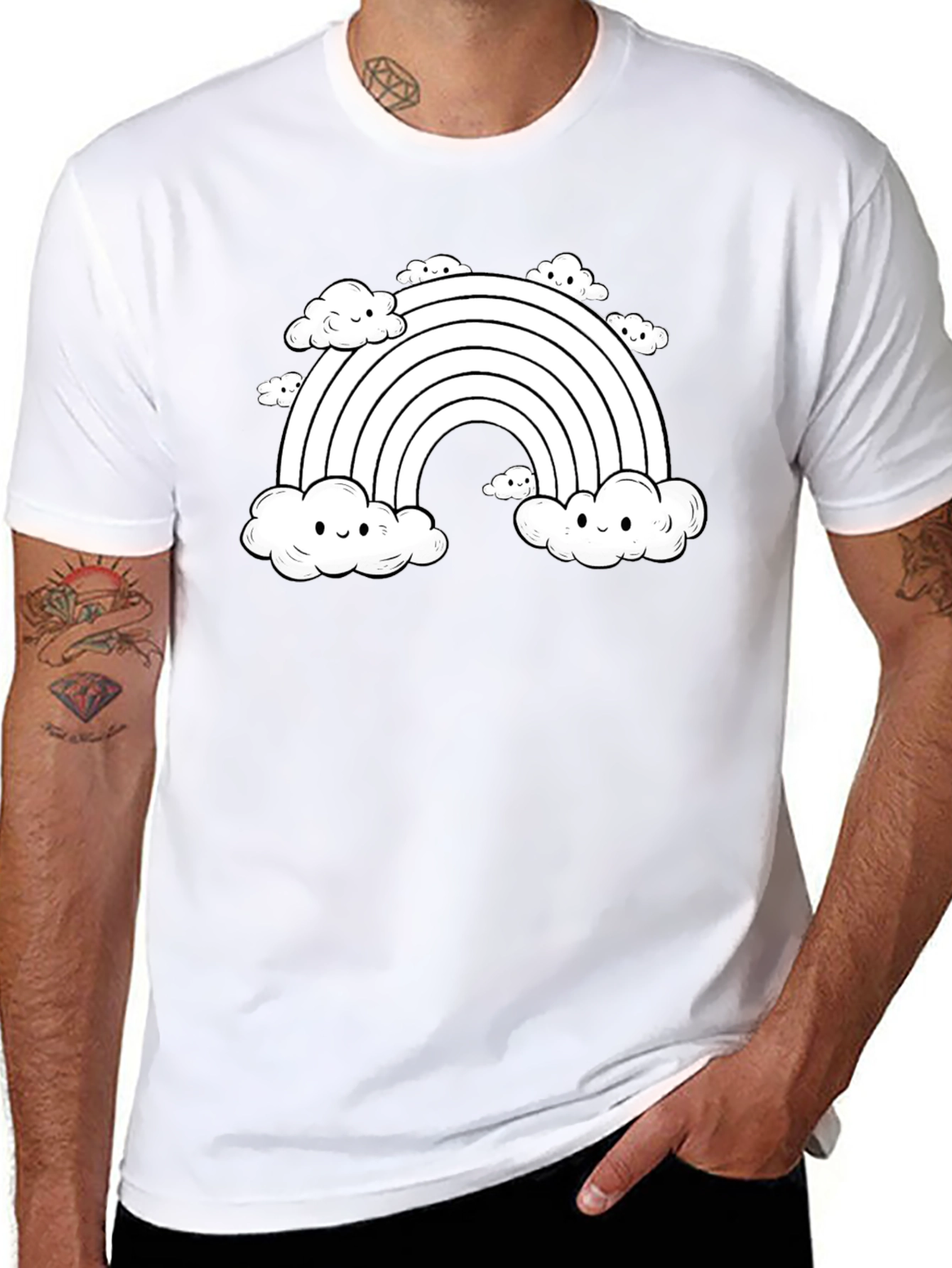 Rainbow Cloud Graphic Tee - Cute Kawaii Design