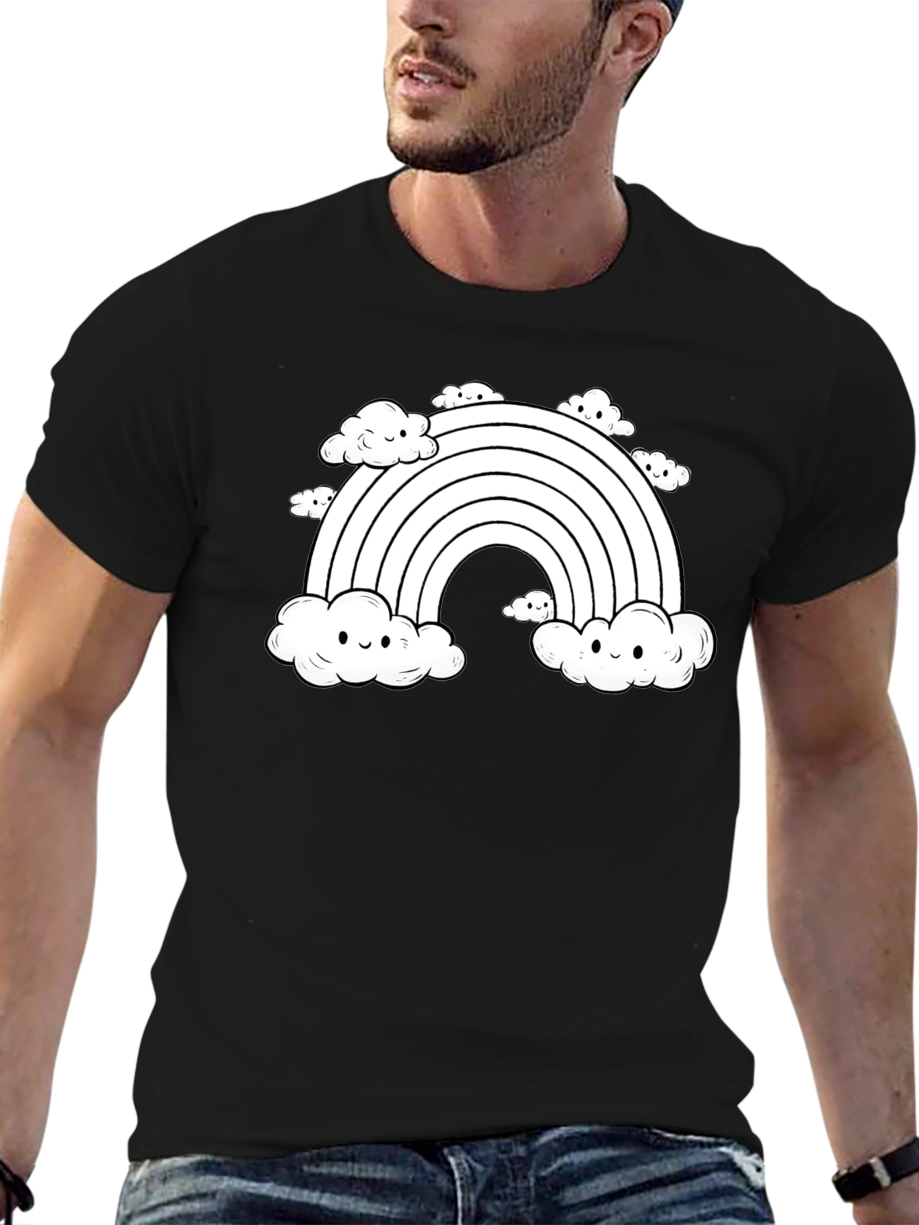 Rainbow Cloud Graphic Tee - Cute Kawaii Design