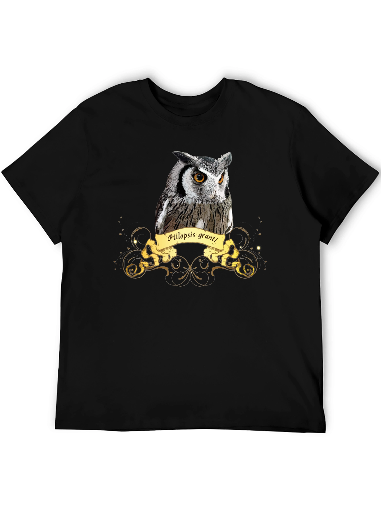 Owl Print Black T-Shirt