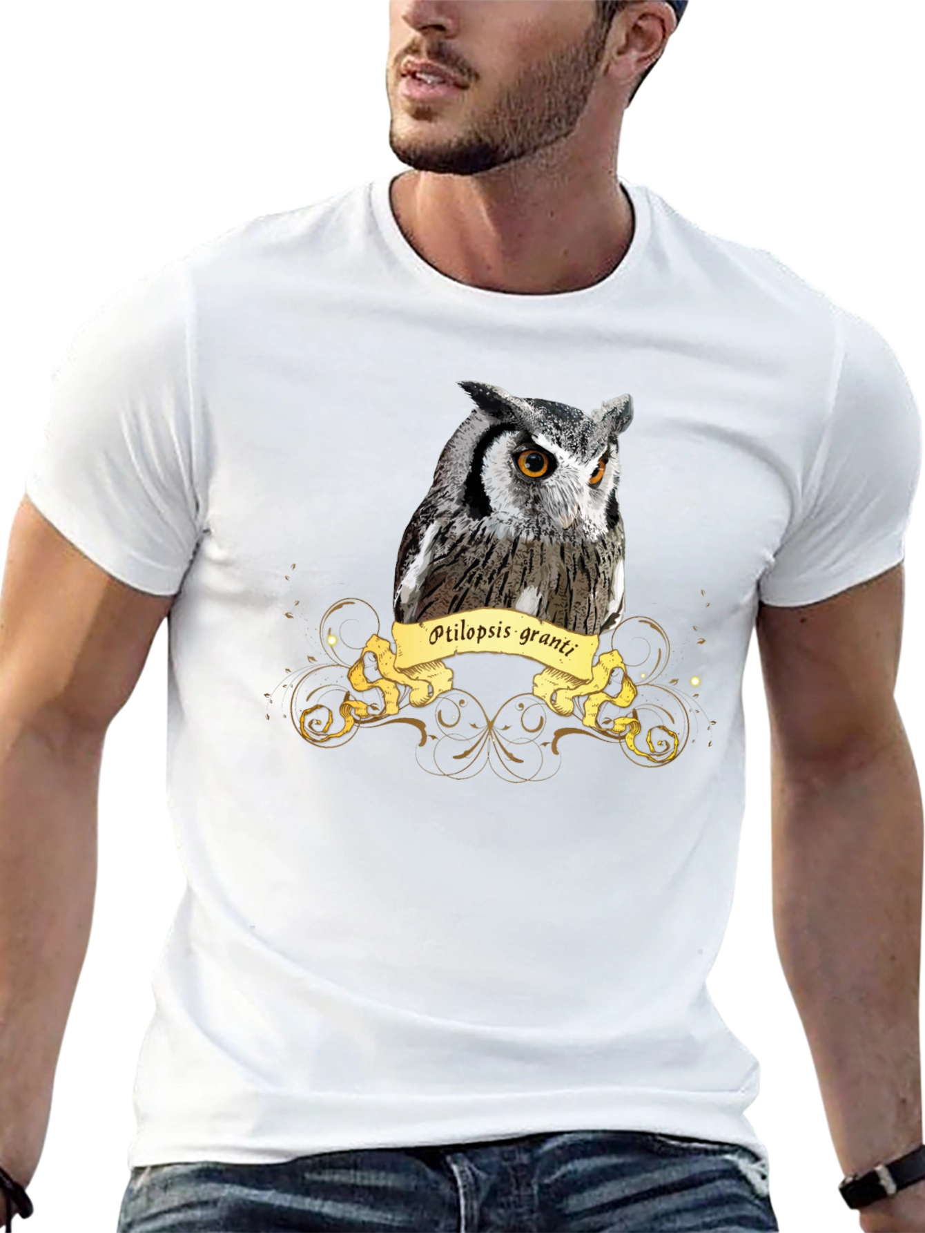 Owl Print Black T-Shirt