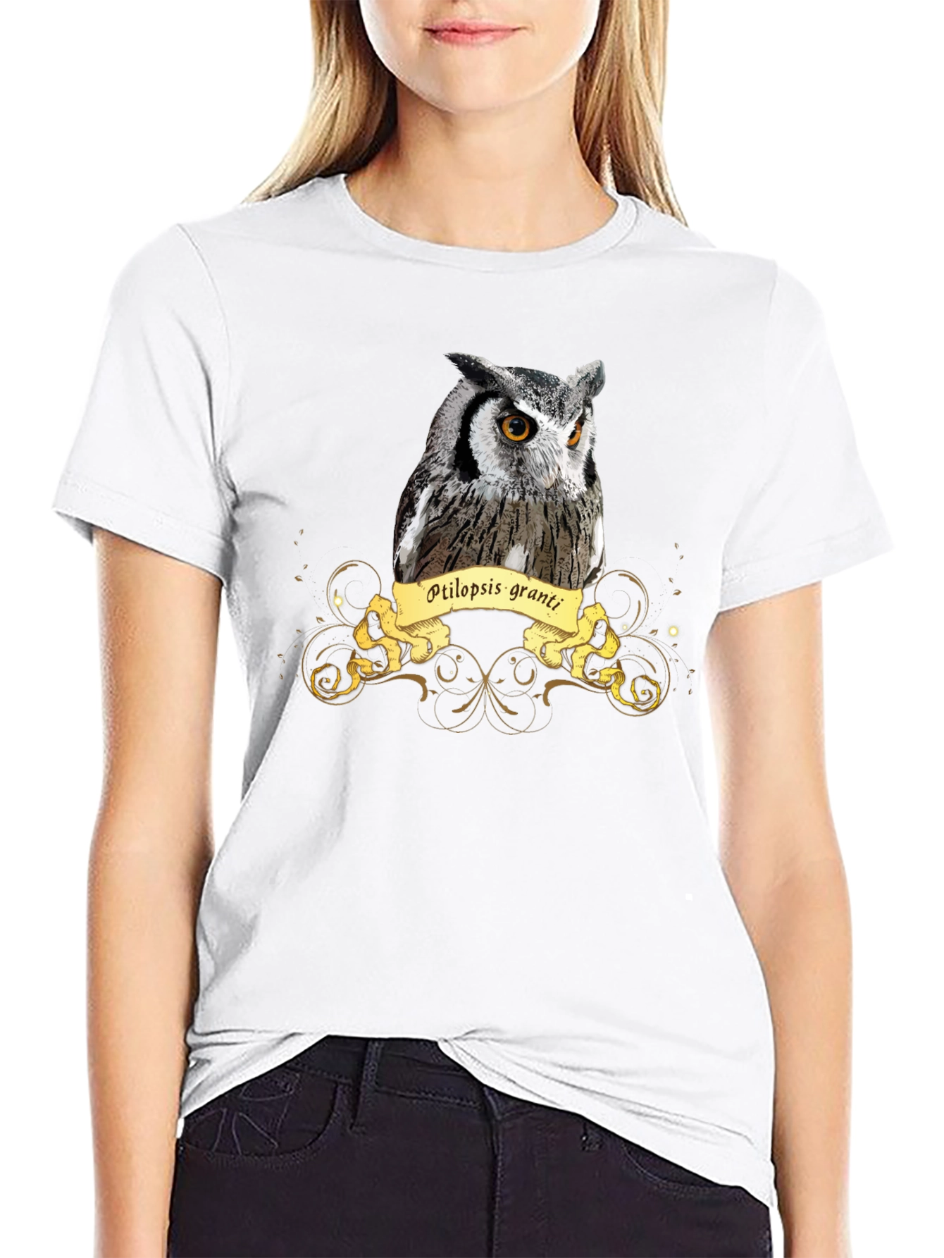 Owl Print Black T-Shirt