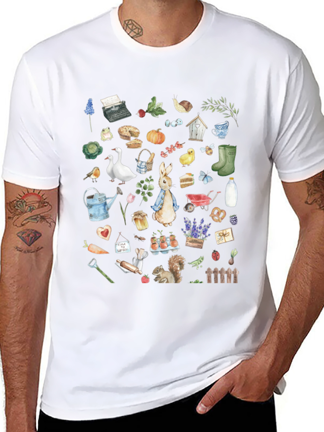 Whimsical Garden Print T-Shirt