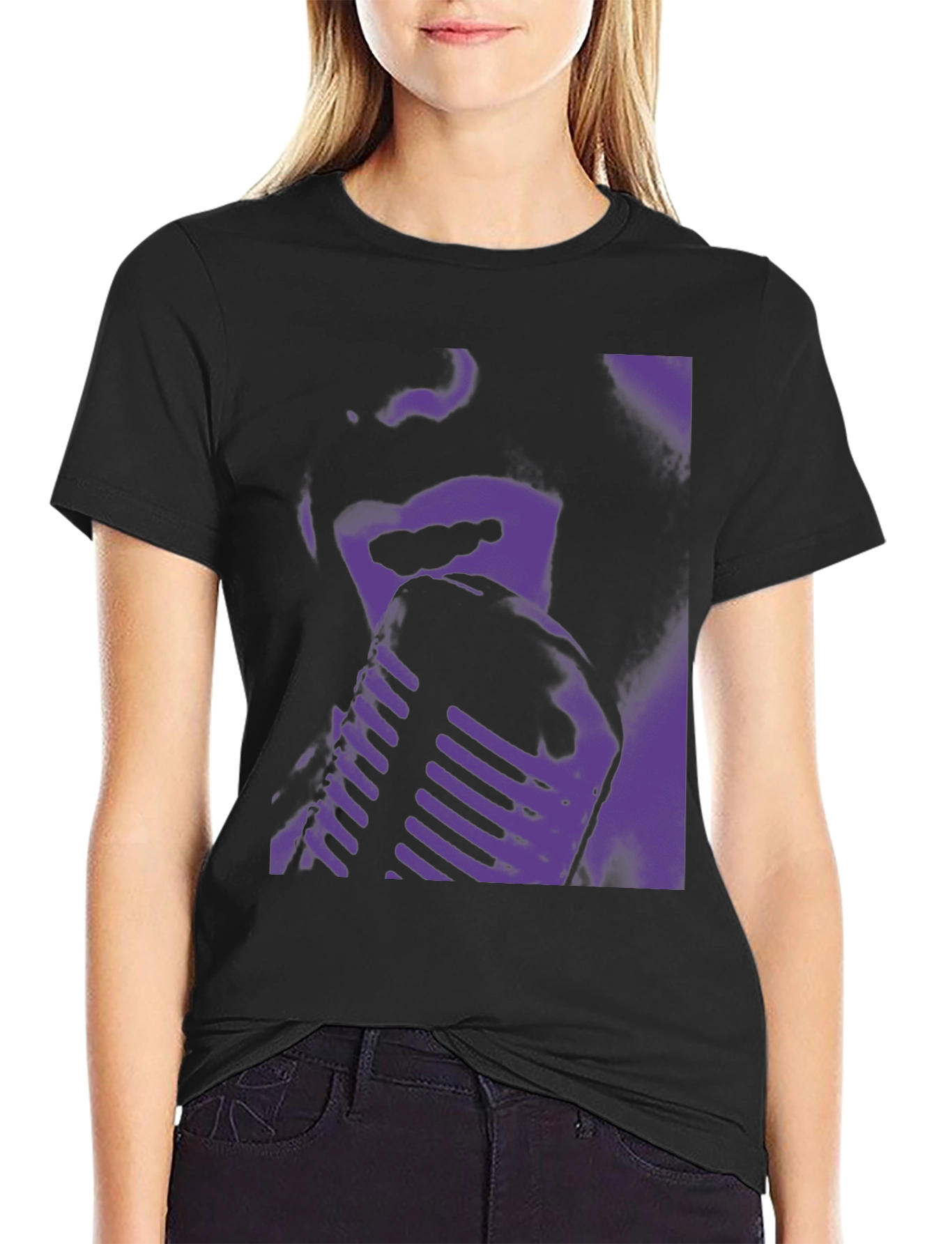 Retro Purple Microphone Graphic T-Shirt