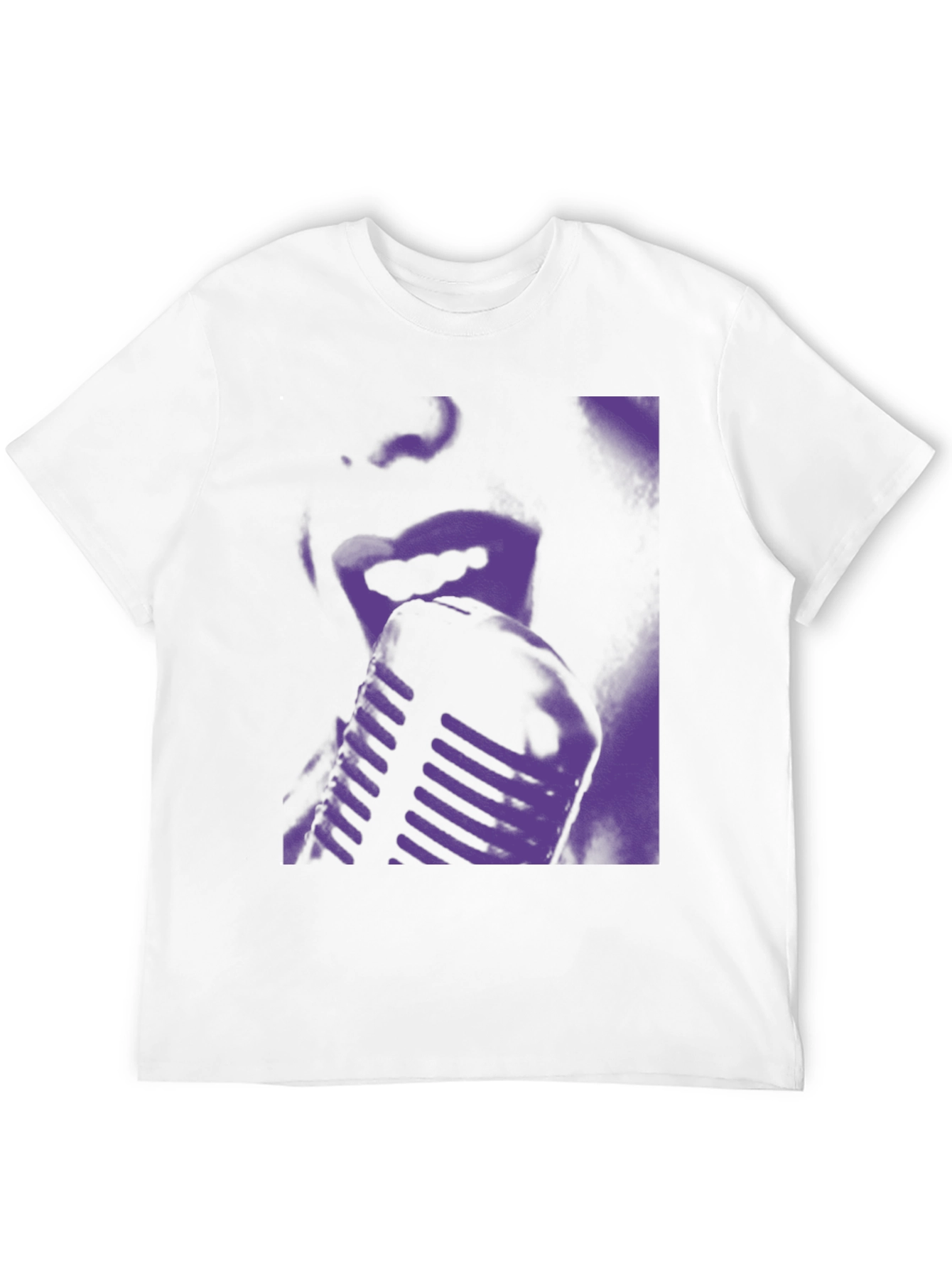 Retro Purple Microphone Graphic T-Shirt