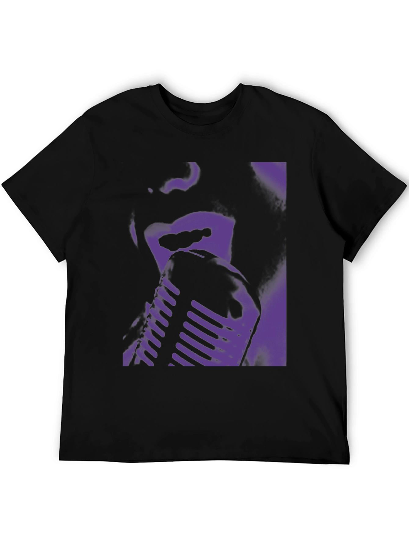 Retro Purple Microphone Graphic T-Shirt