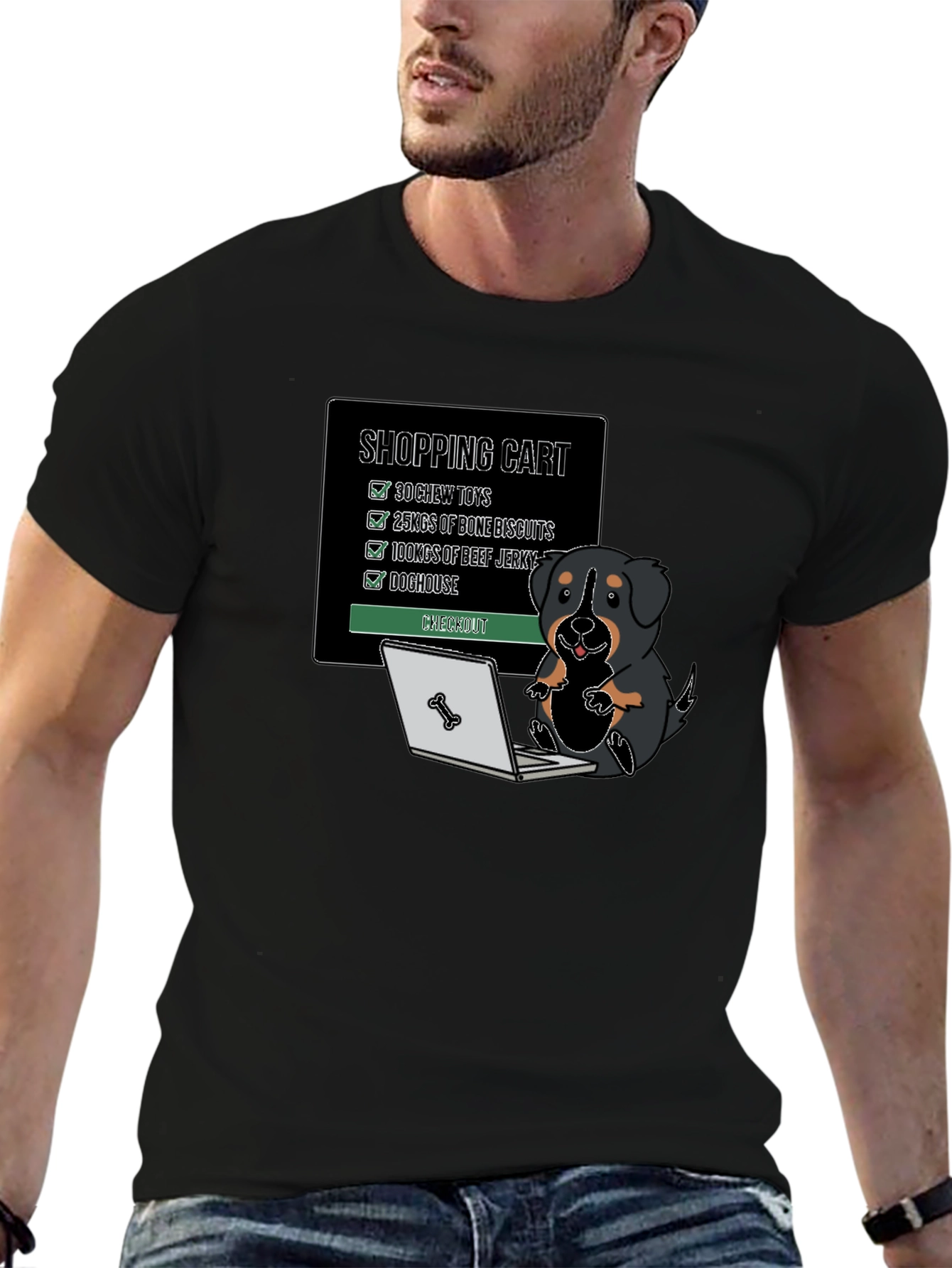 Funny Dog Shopping Cart T-Shirt