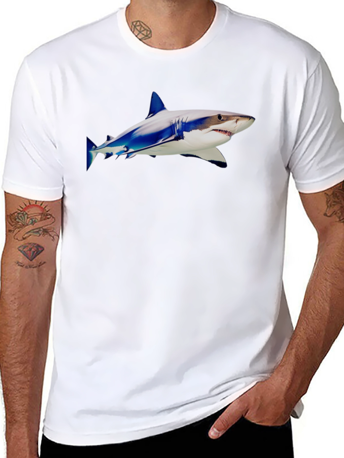 Shark Graphic Tee - Black Cotton Blend