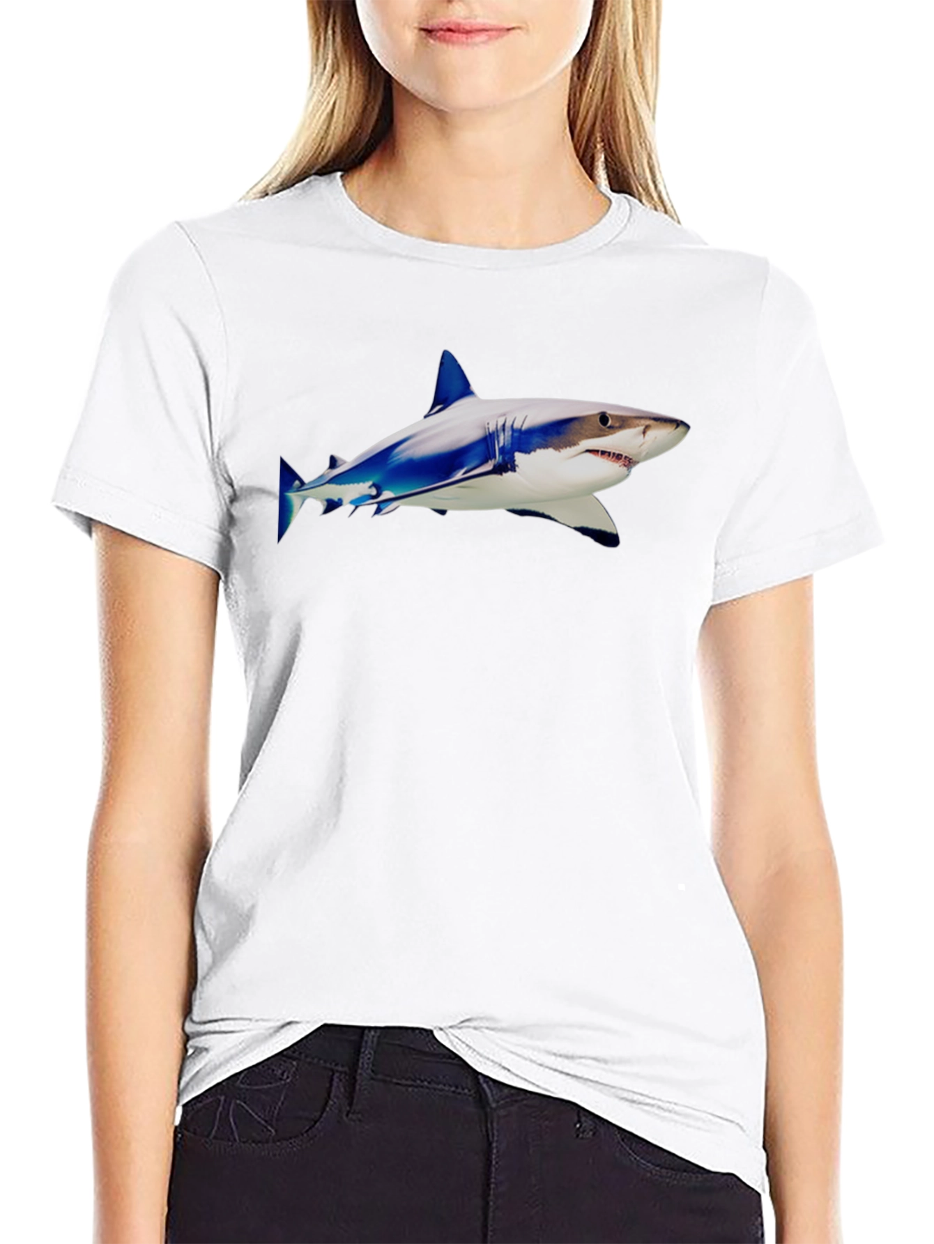 Shark Graphic Tee - Black Cotton Blend