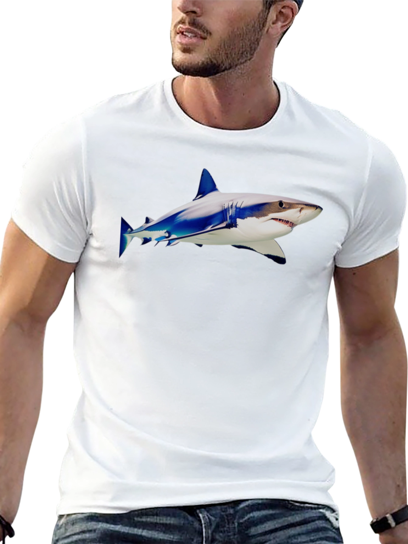 Shark Graphic Tee - Black Cotton Blend