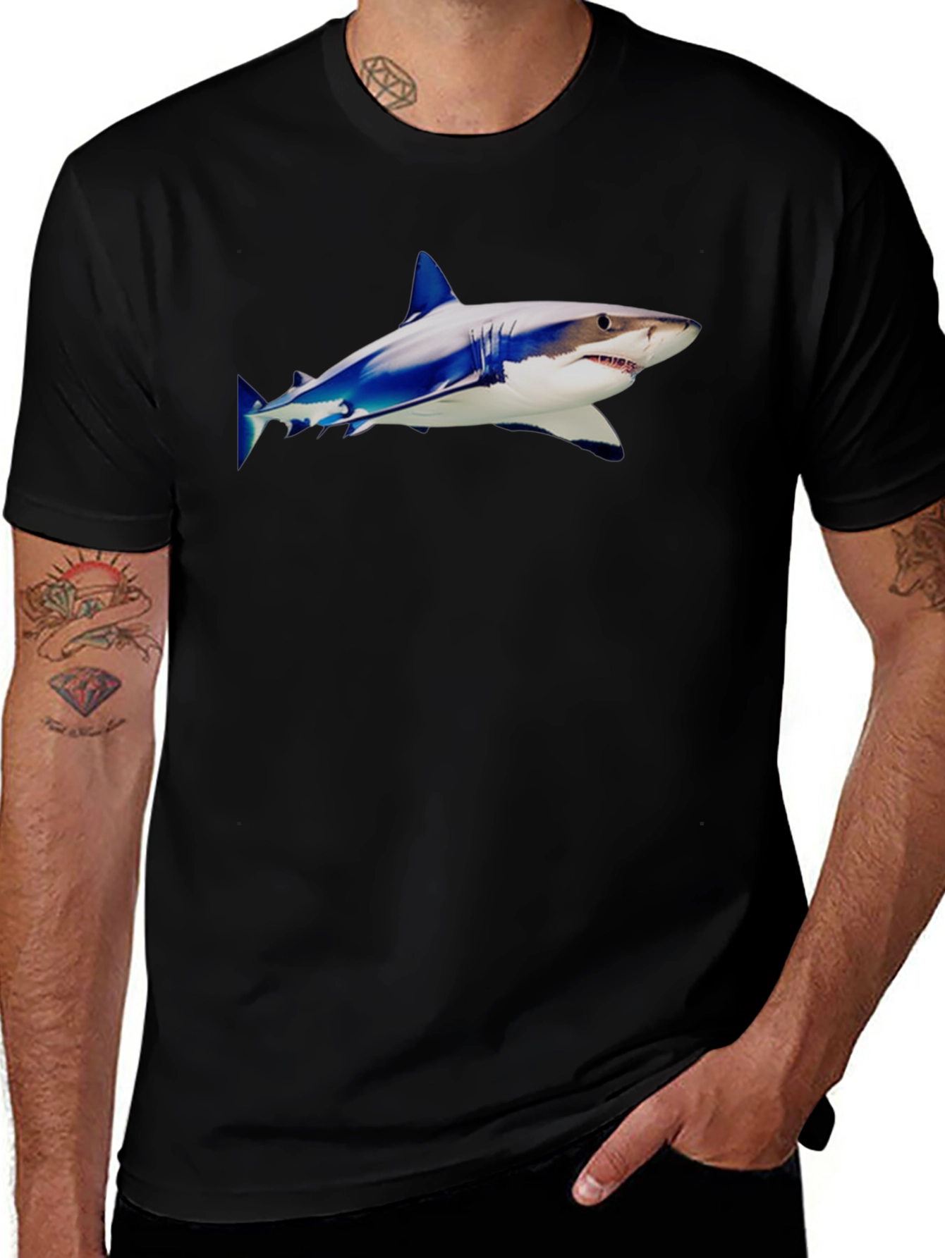 Shark Graphic Tee - Black Cotton Blend
