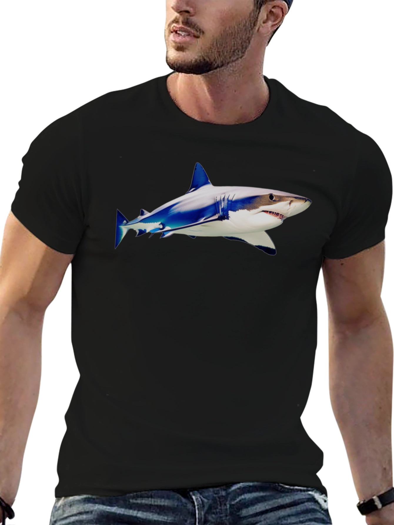 Shark Graphic Tee - Black Cotton Blend