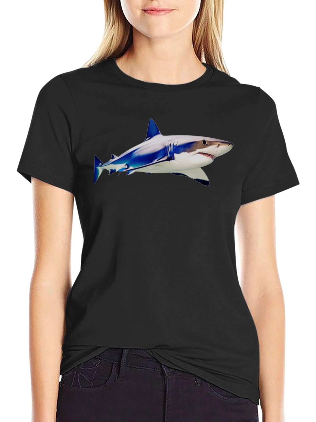 Shark Graphic Tee - Black Cotton Blend