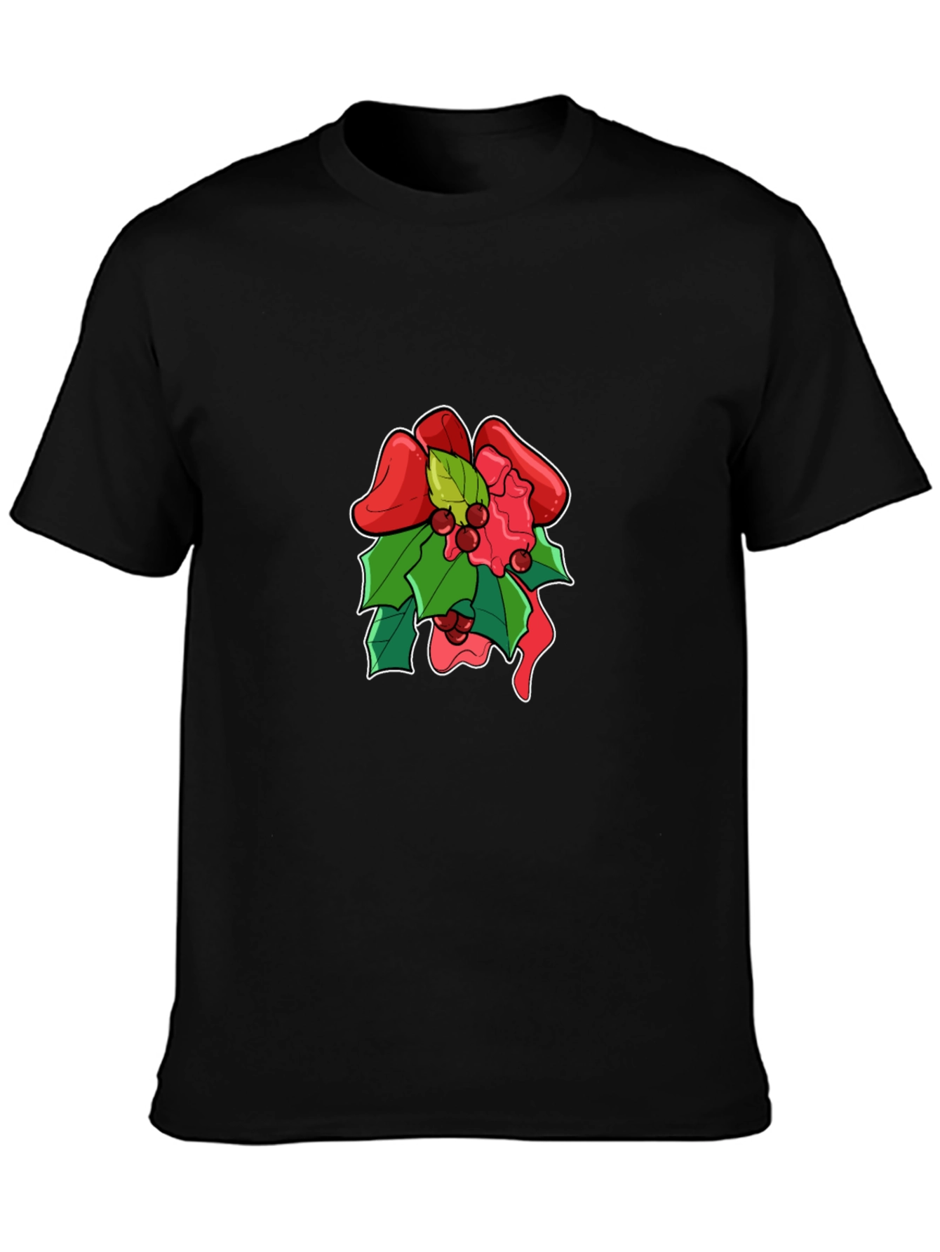 Festive Holiday Bow Graphic Tee - Black