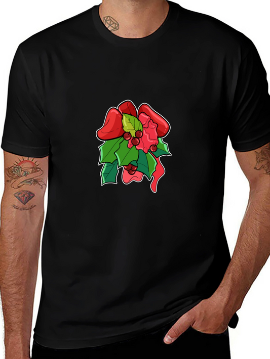 Festive Holiday Bow Graphic Tee - Black