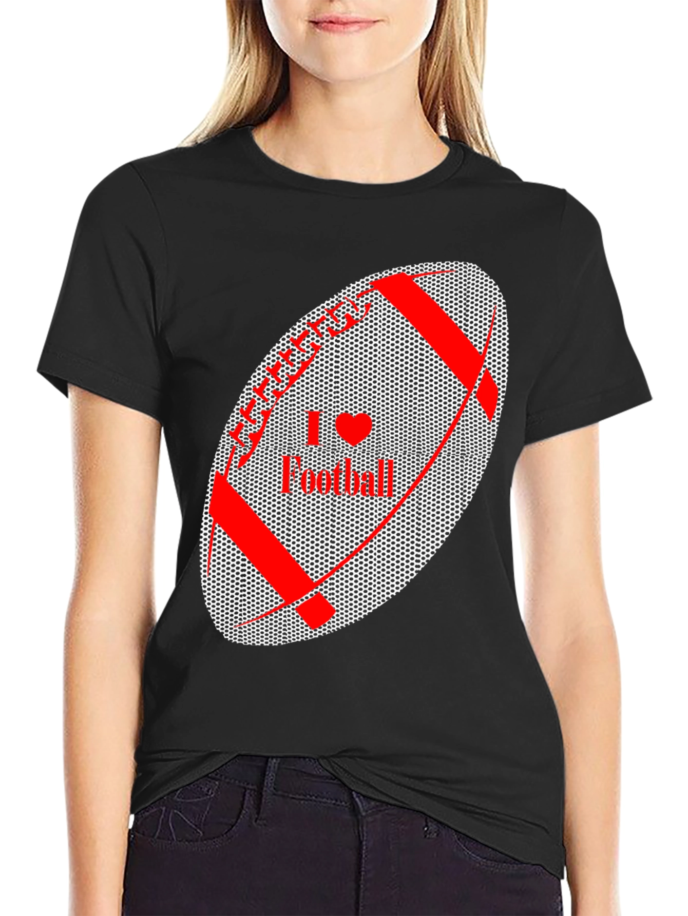 I Love Football Graphic Tee - Black