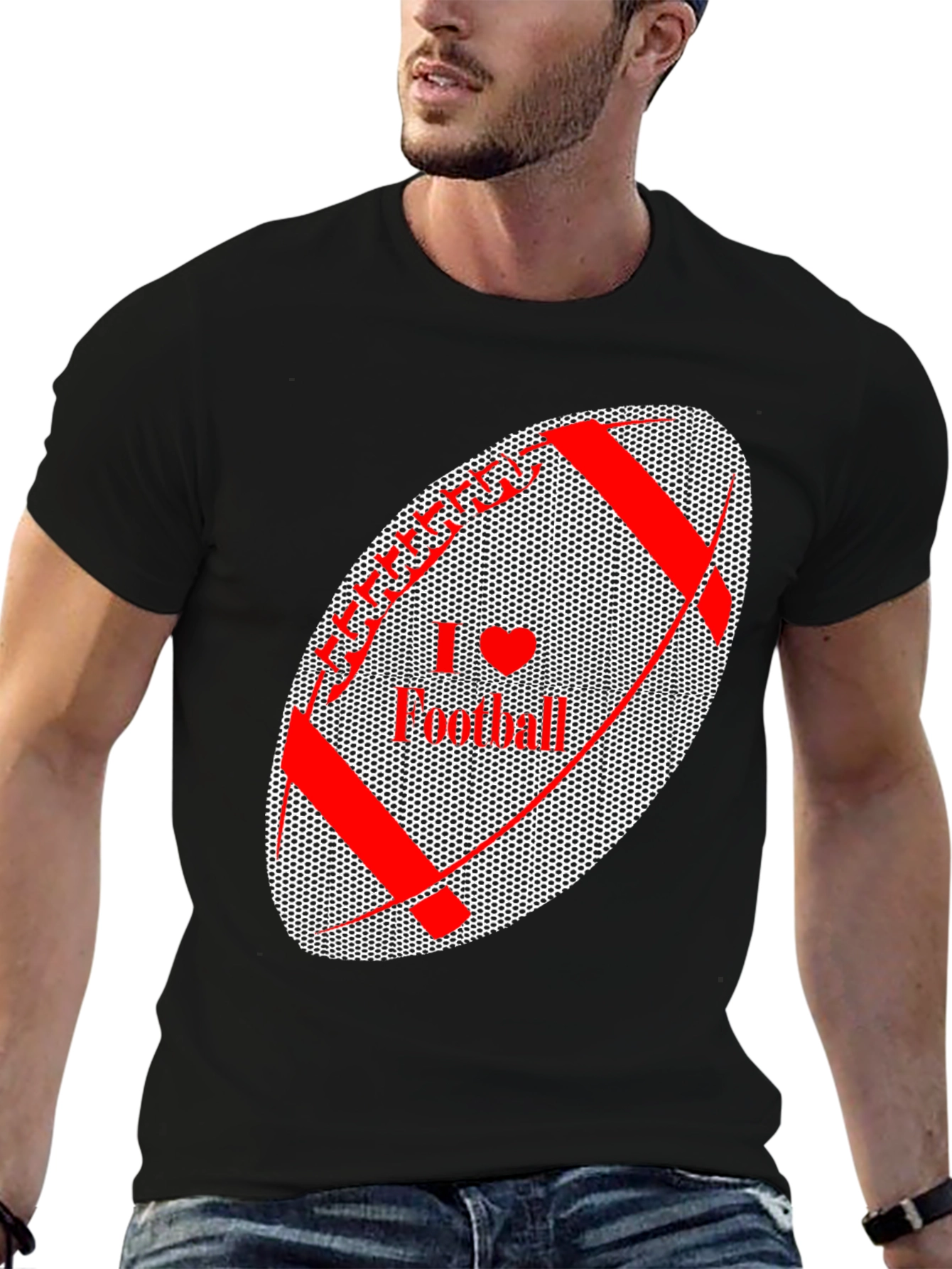 I Love Football Graphic Tee - Black