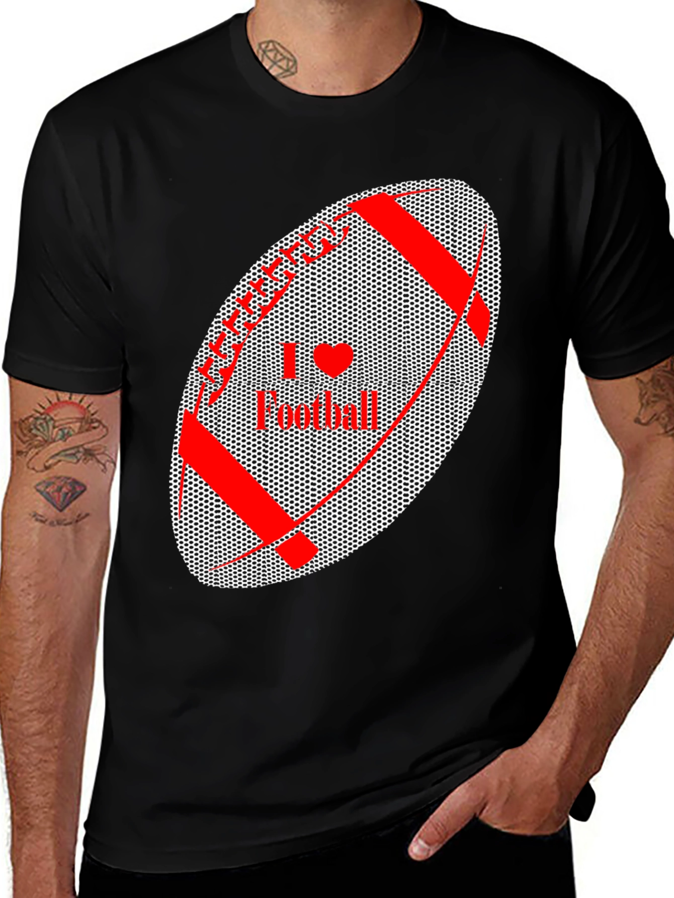 I Love Football Graphic Tee - Black