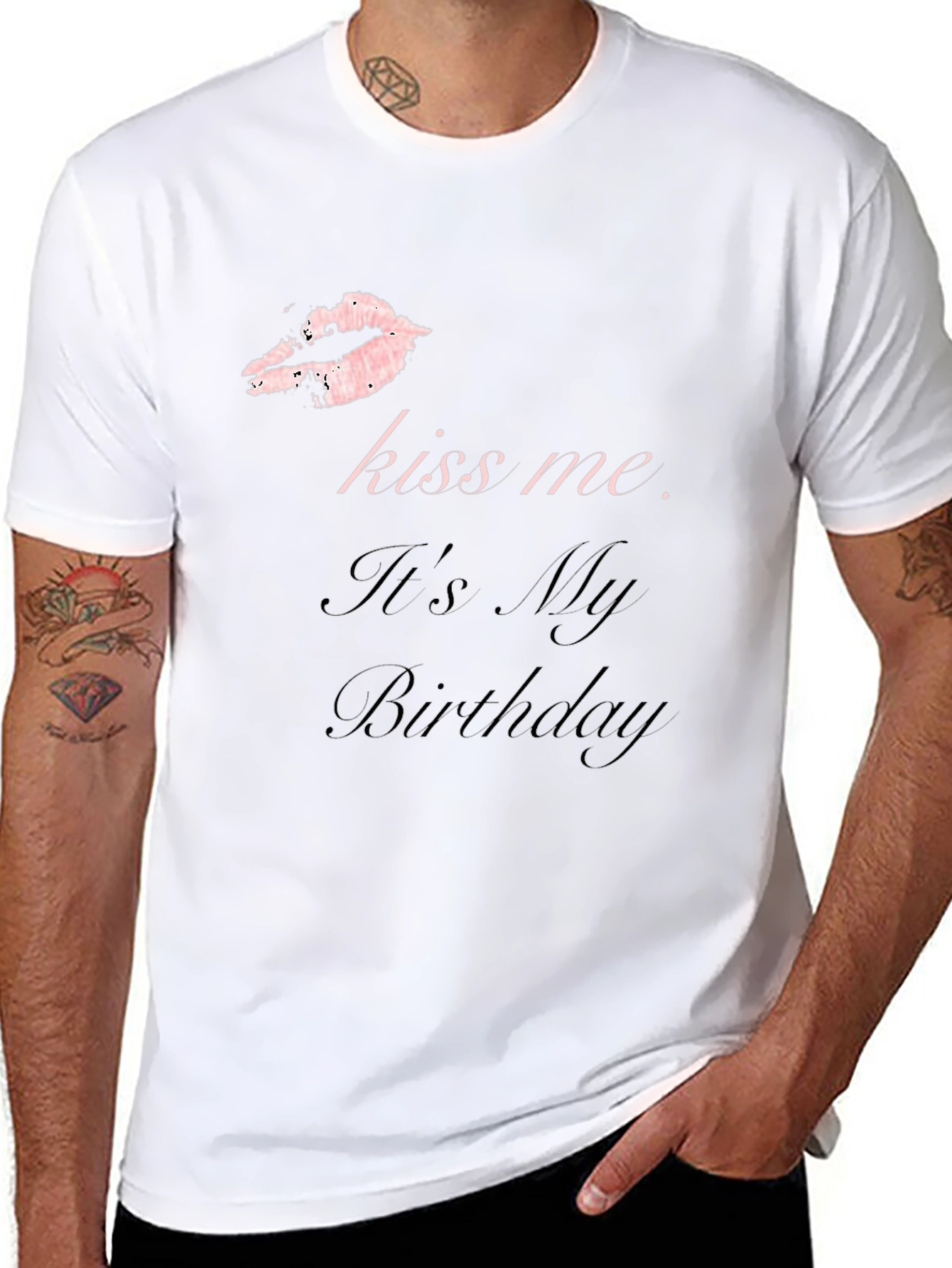Kiss Me Birthday T-Shirt - Black Graphic Tee