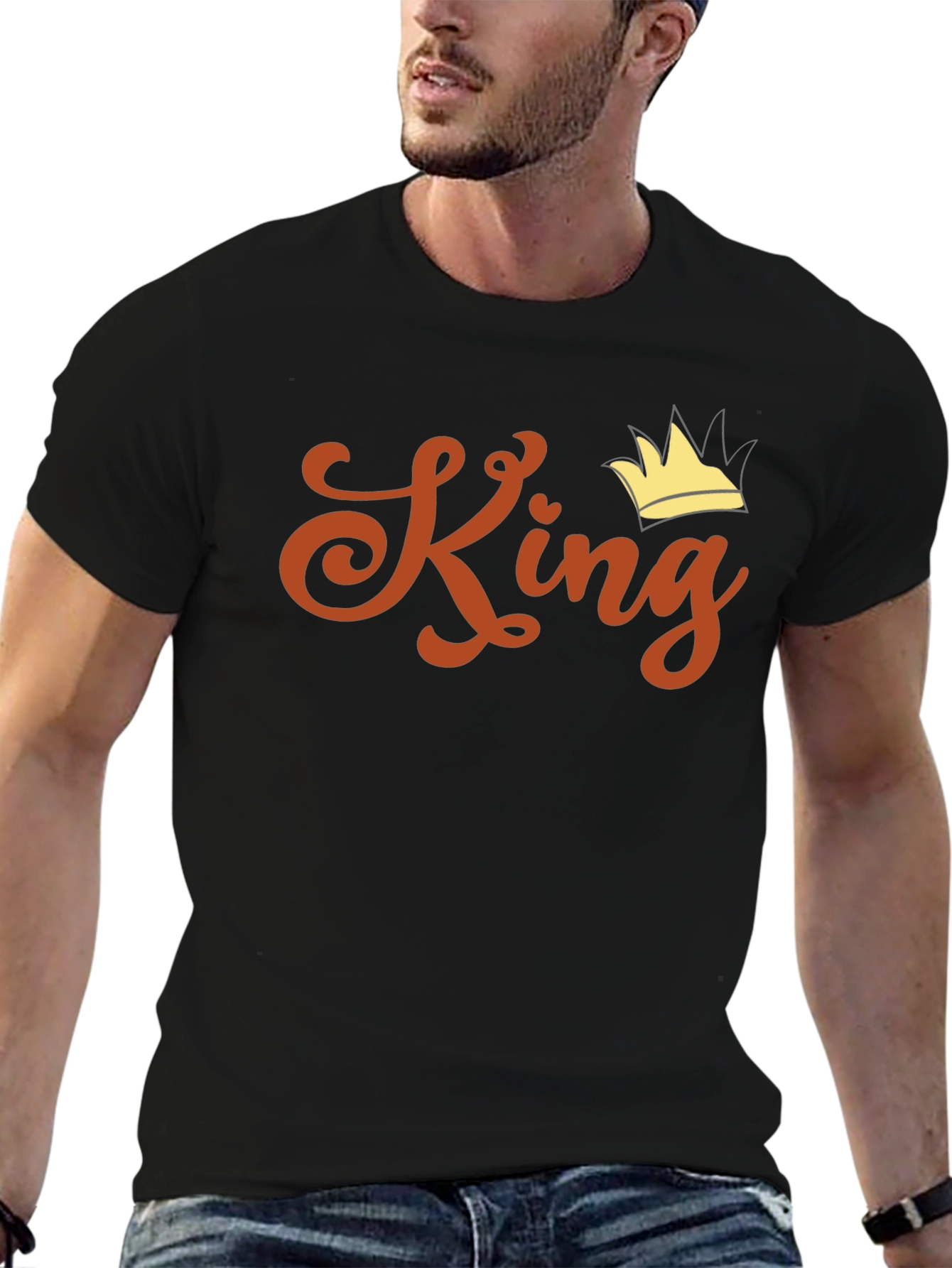 King Crown Graphic Print Black T-Shirt