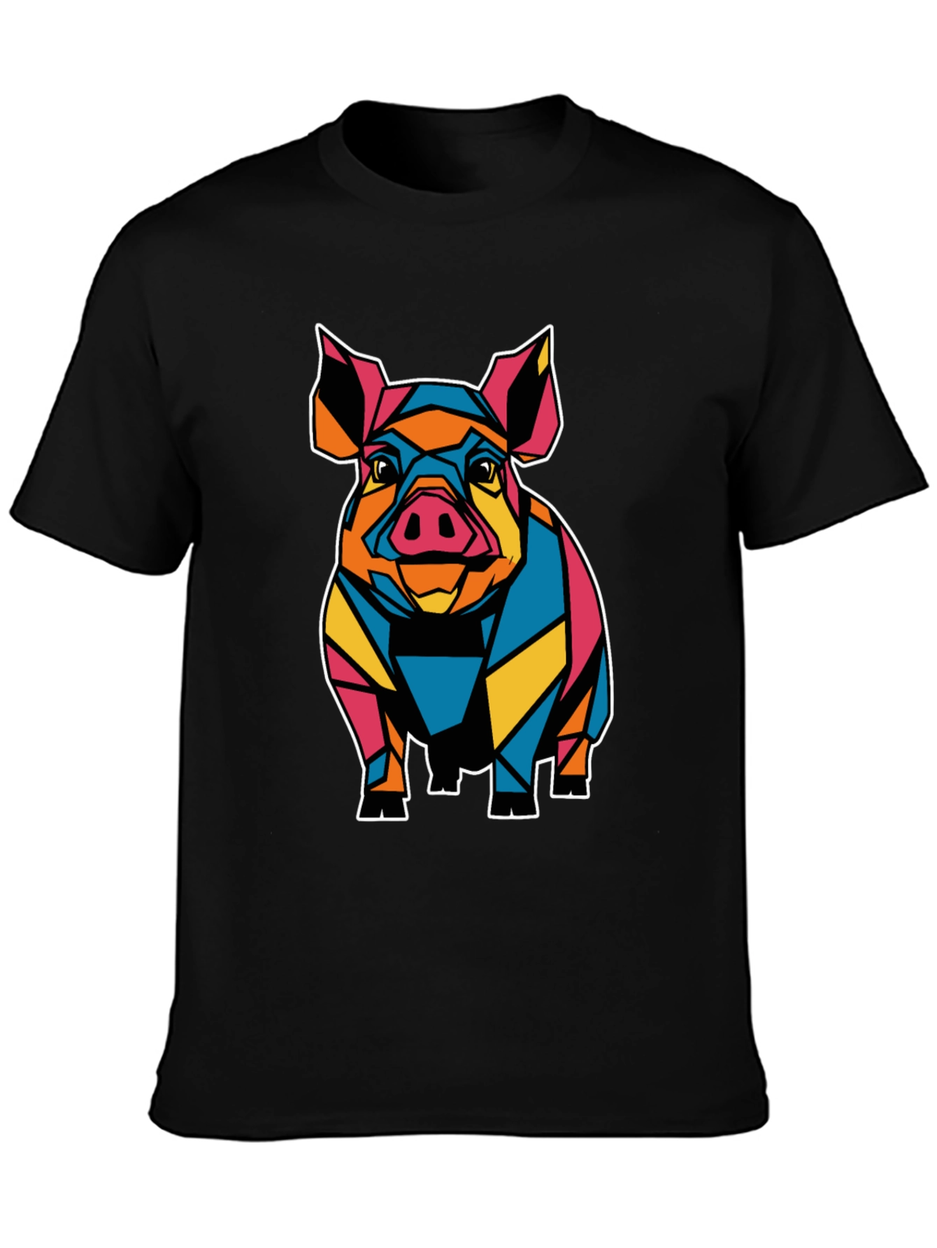 Geometric Pig Graphic Tee - Mens Black T-Shirt