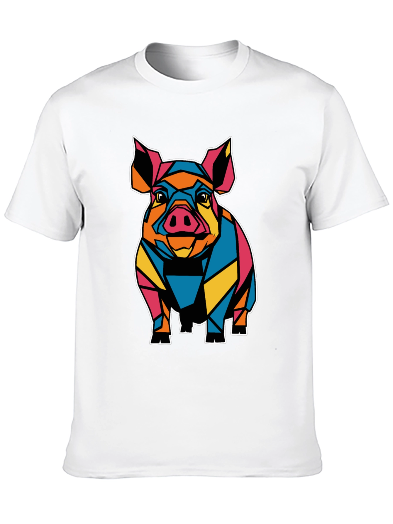 Geometric Pig Graphic Tee - Mens Black T-Shirt