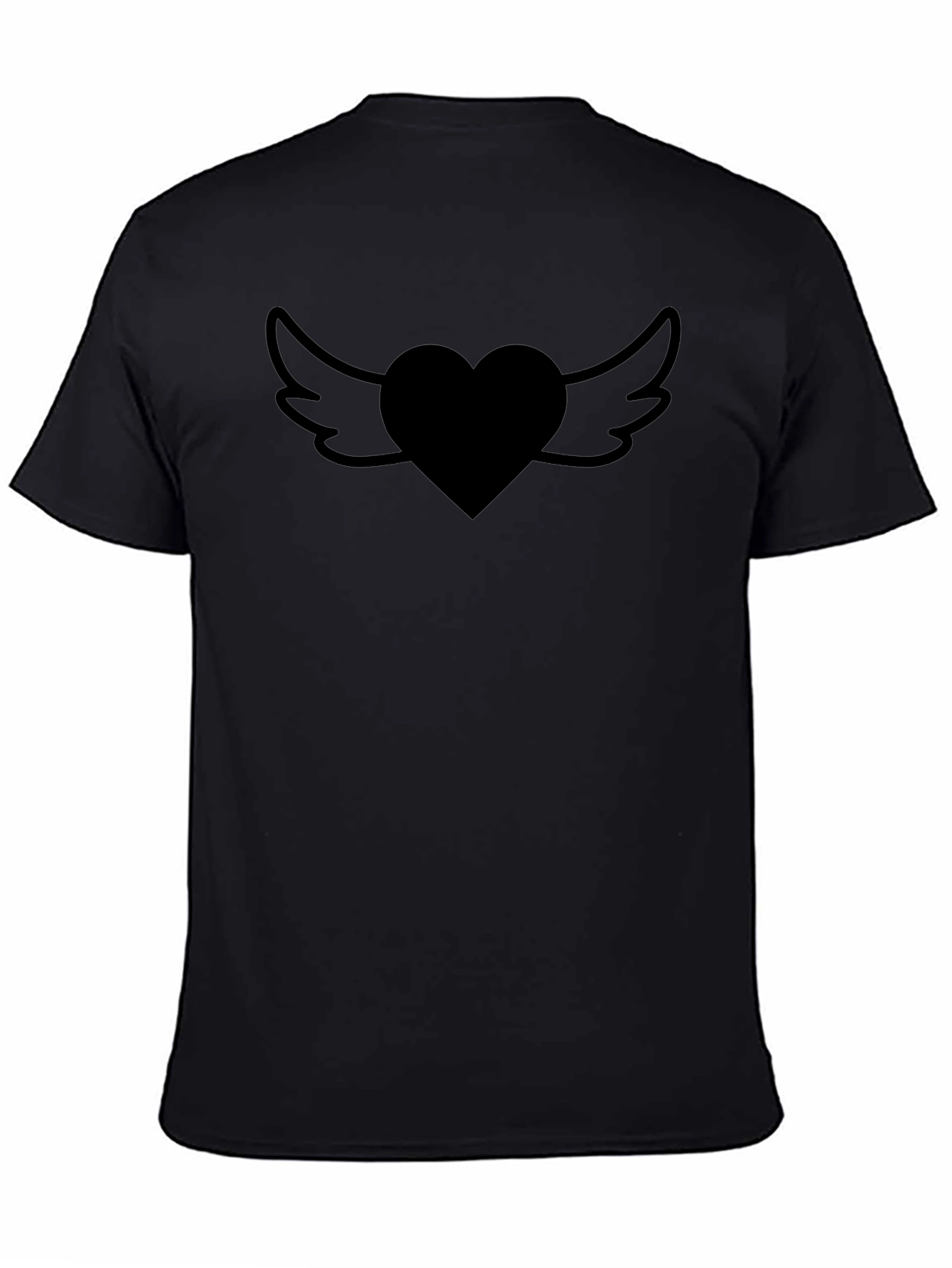 Heart Wings Graphic Tee - Casual Black T-Shirt