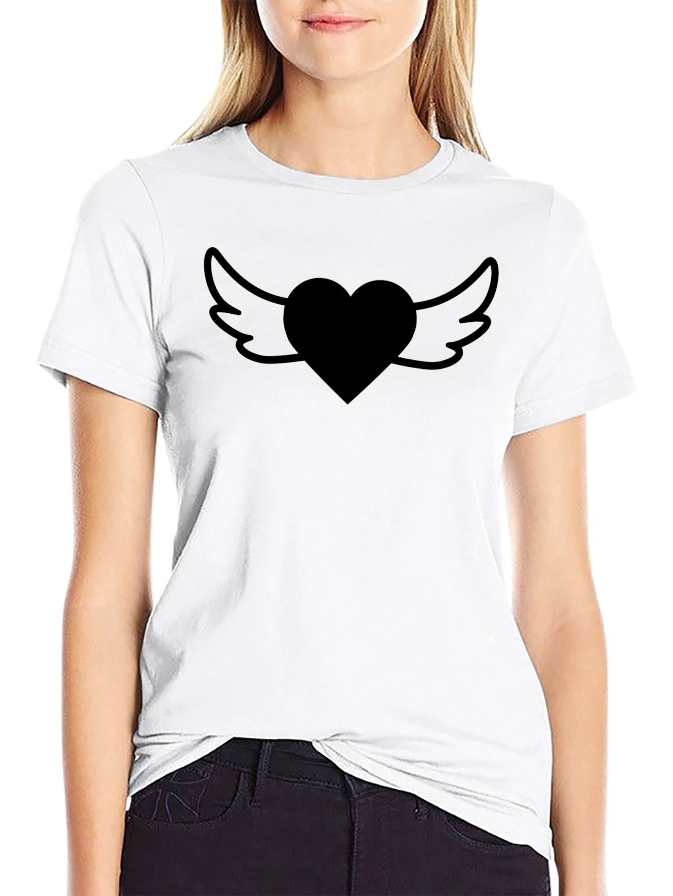 Heart Wings Graphic Tee - Casual Black T-Shirt