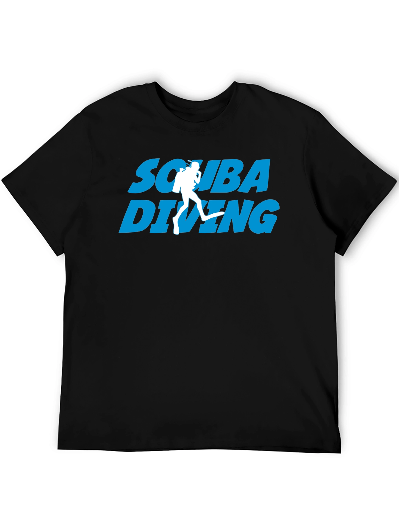 Scuba Diving Graphic Print Black T-Shirt