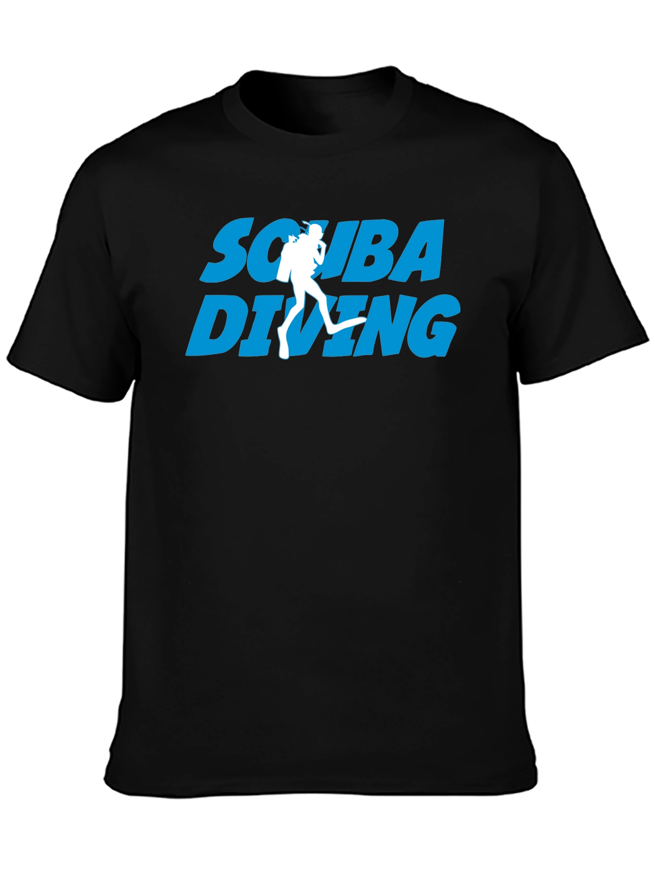 Scuba Diving Graphic Print Black T-Shirt
