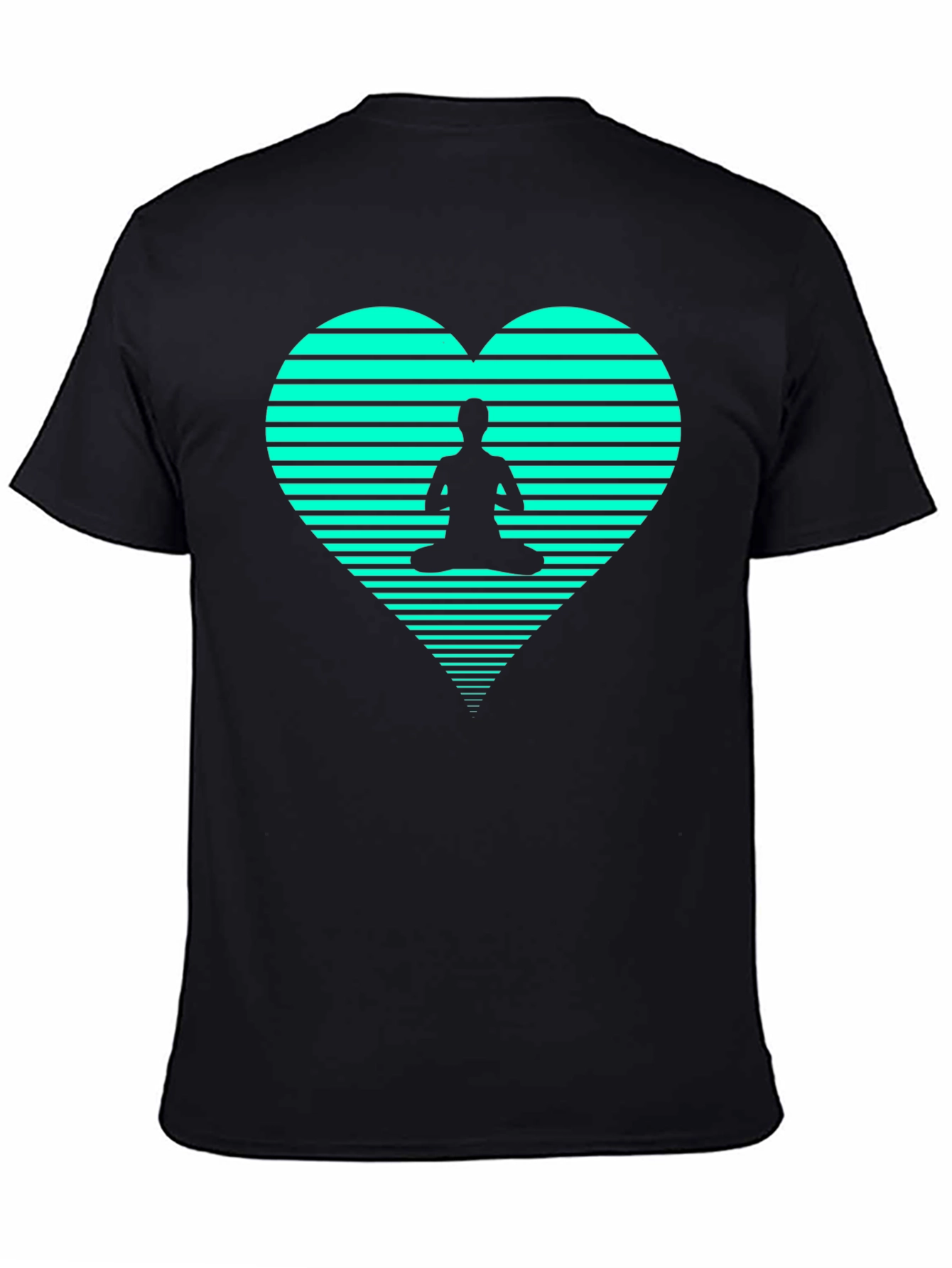 Yoga Heart Graphic Tee - Black Cotton T-Shirt