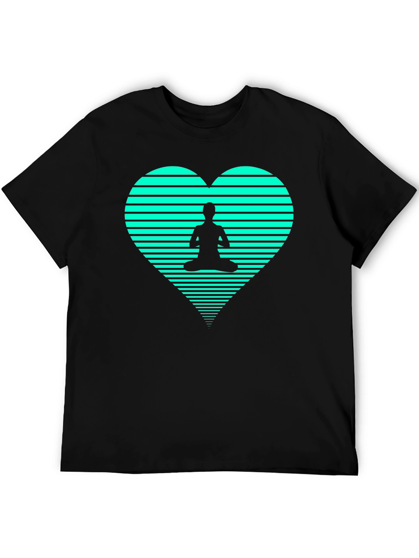 Yoga Heart Graphic Tee - Black Cotton T-Shirt