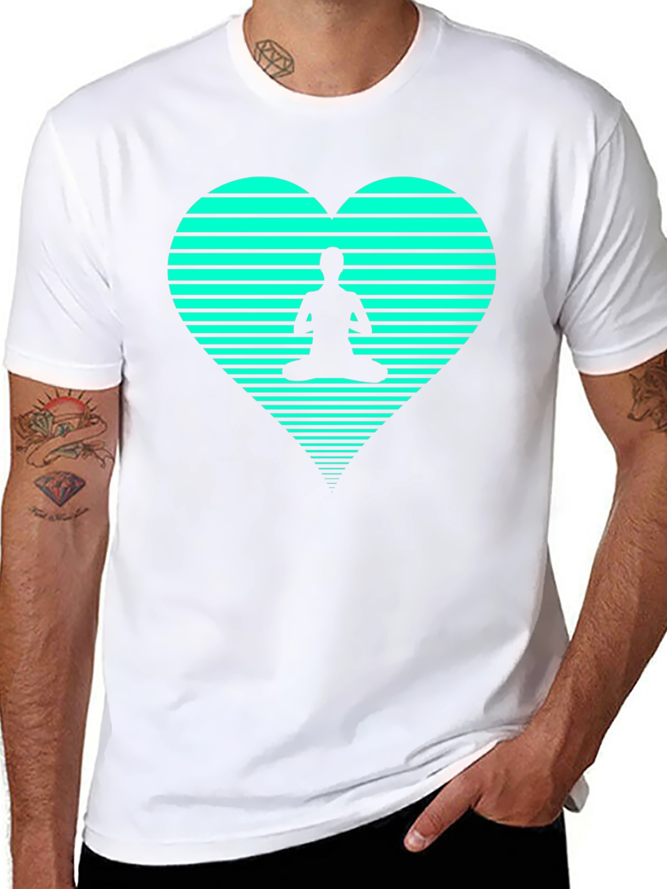 Yoga Heart Graphic Tee - Black Cotton T-Shirt