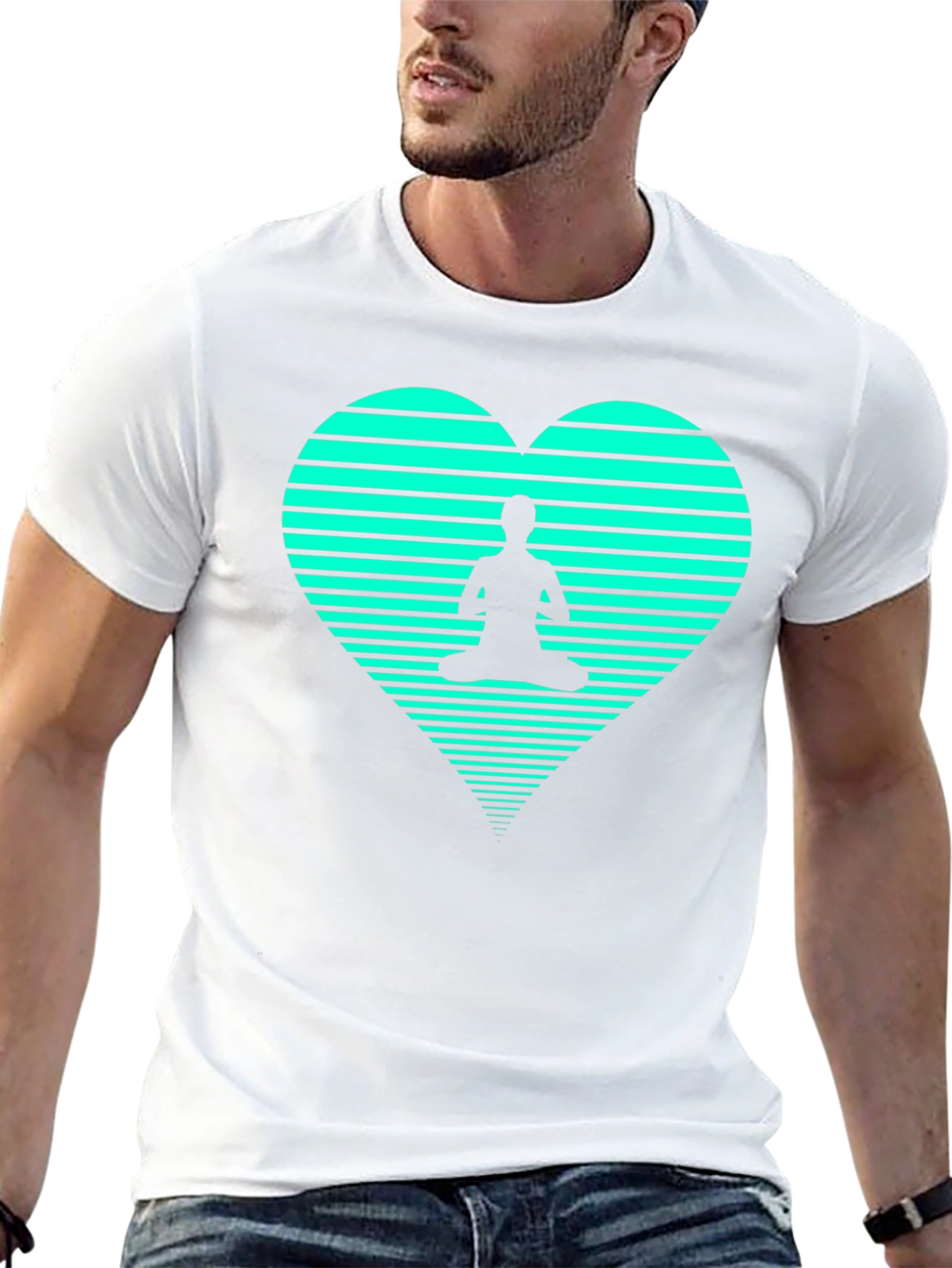 Yoga Heart Graphic Tee - Black Cotton T-Shirt
