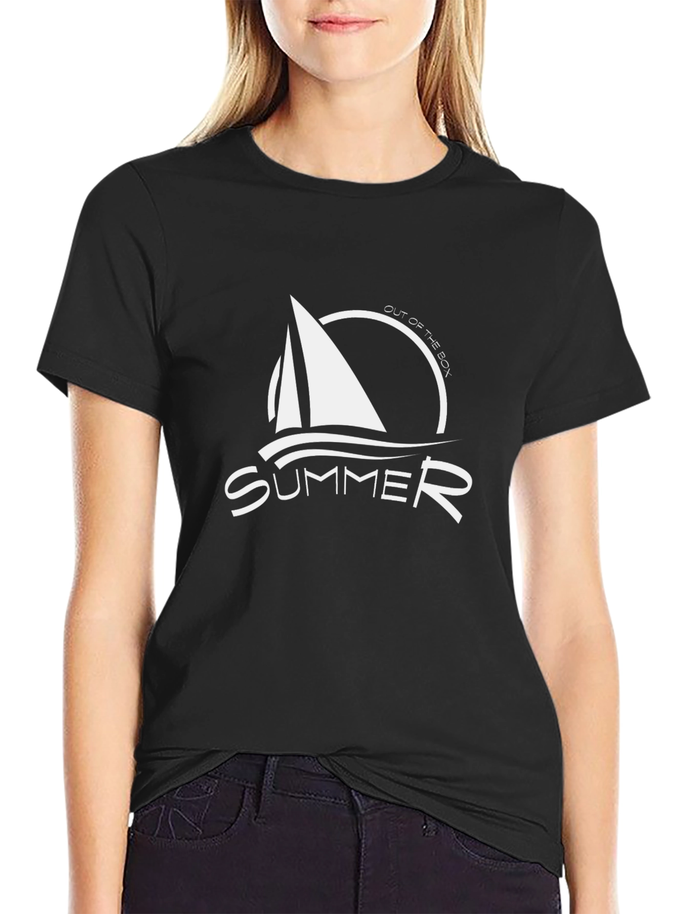 Summer Sailboat Graphic Tee - Black