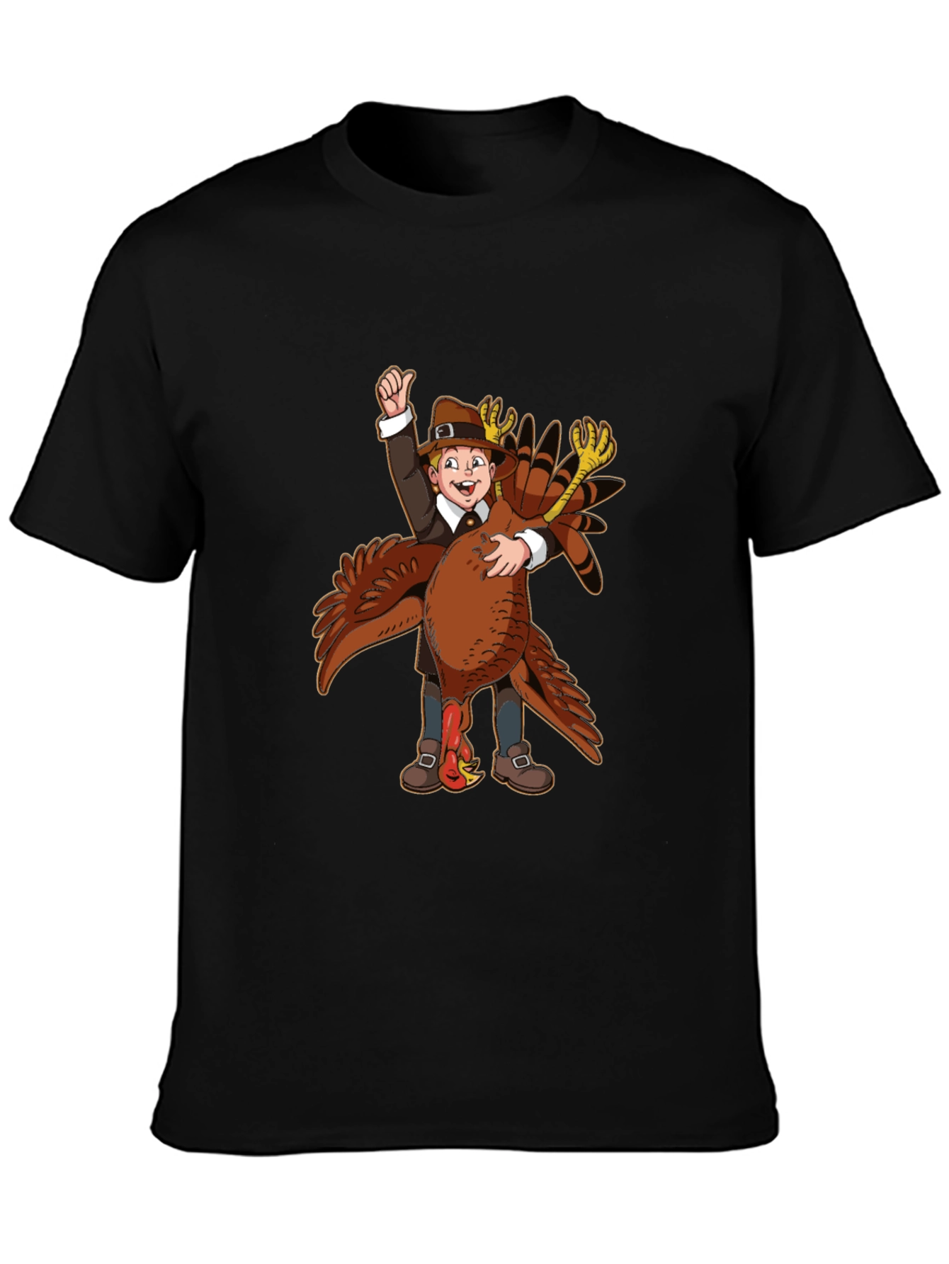 Thanksgiving Pilgrim Hugging Turkey T-Shirt