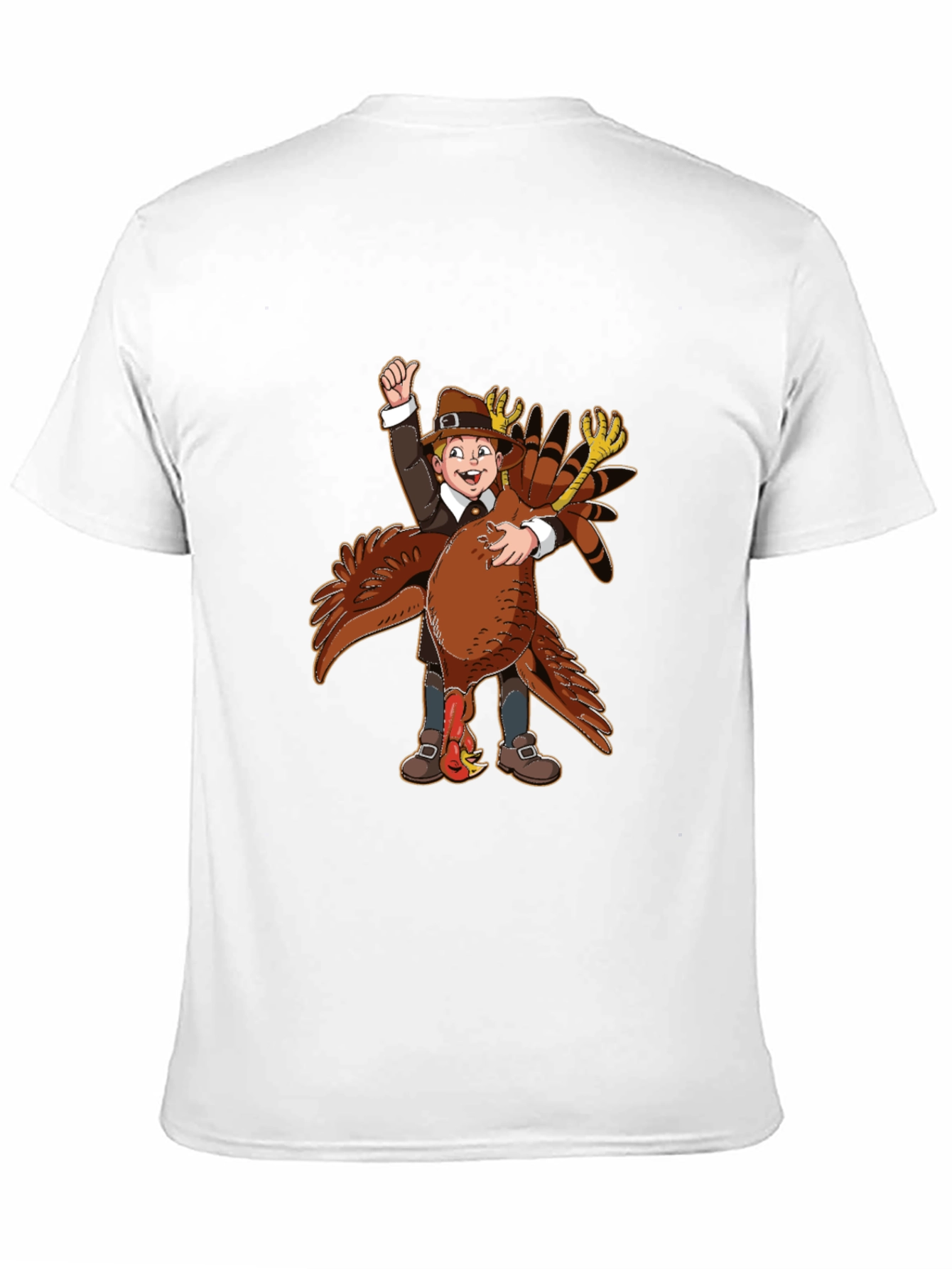 Thanksgiving Pilgrim Hugging Turkey T-Shirt