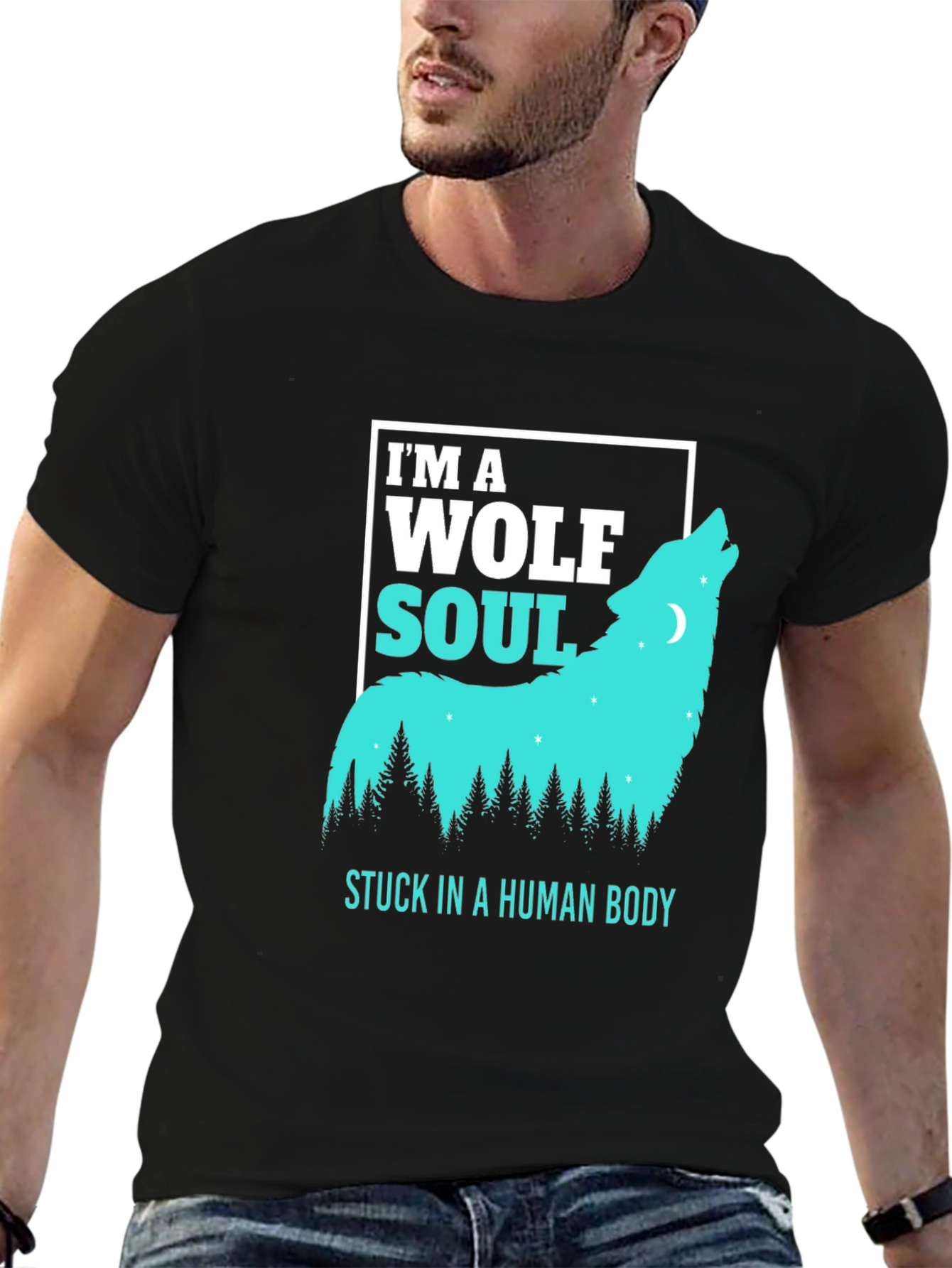 Wolf Soul Human Body Graphic Tee - Black
