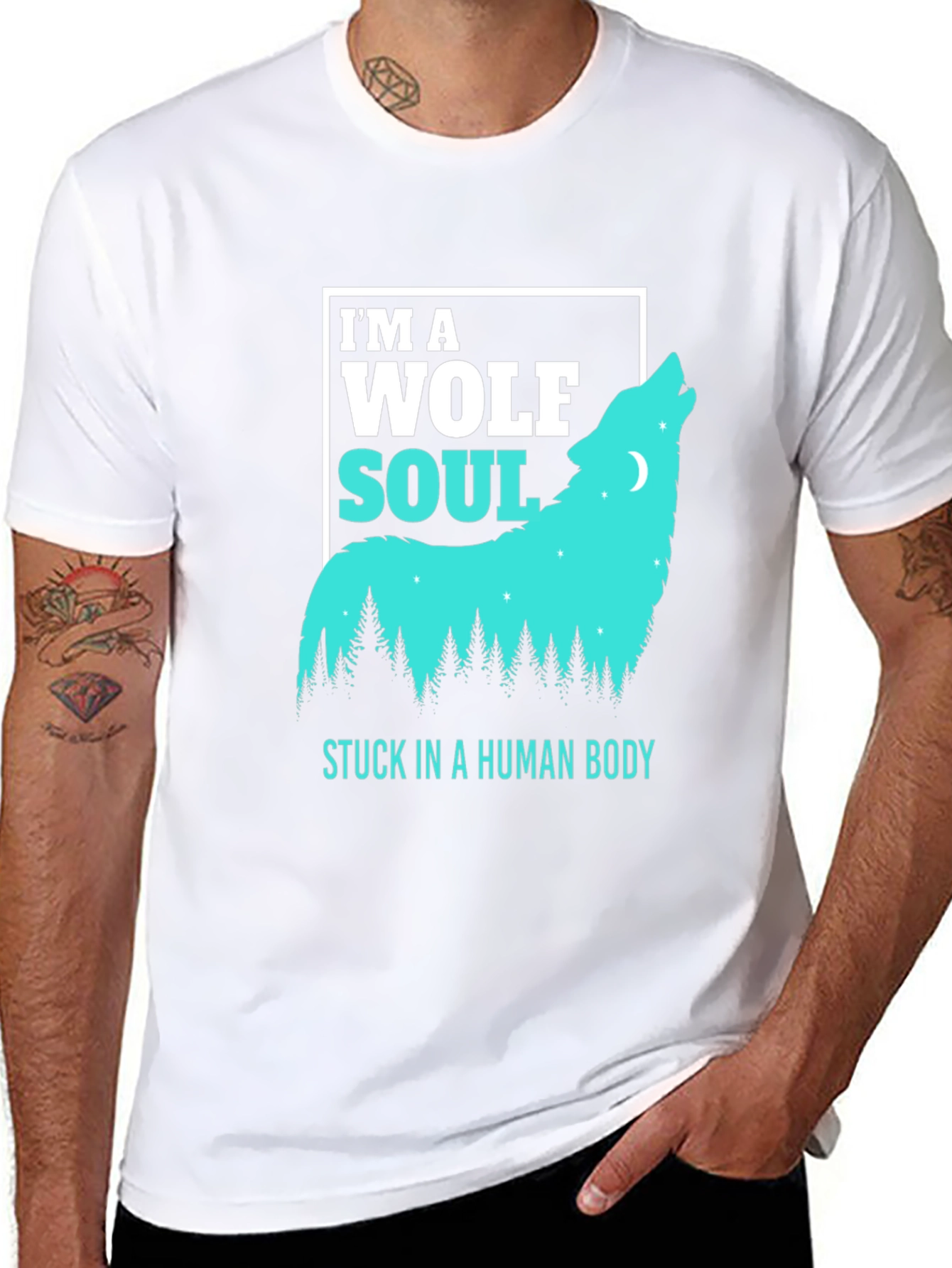 Wolf Soul Human Body Graphic Tee - Black