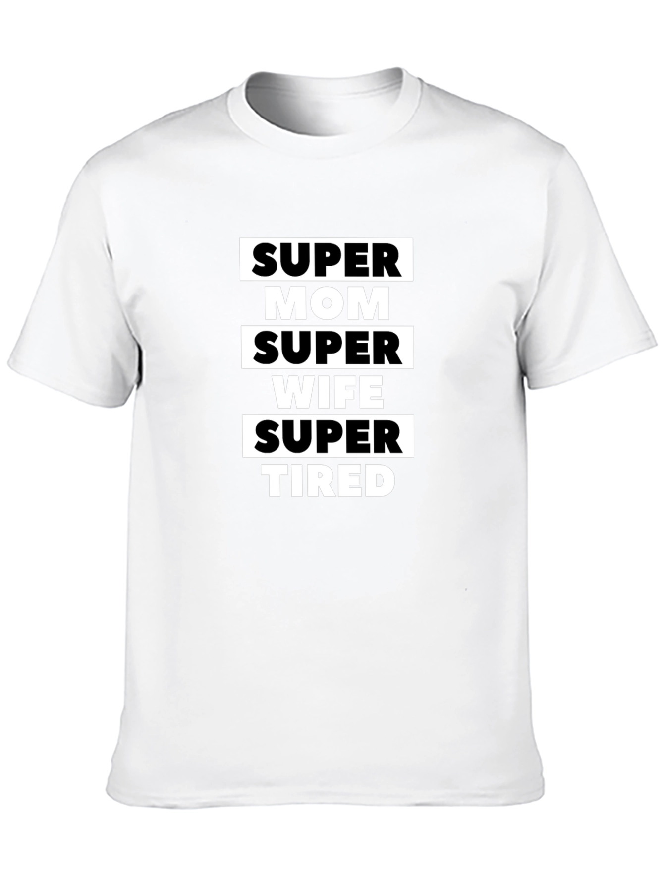 Super Mom Wife Tired Graphic Tee - Black