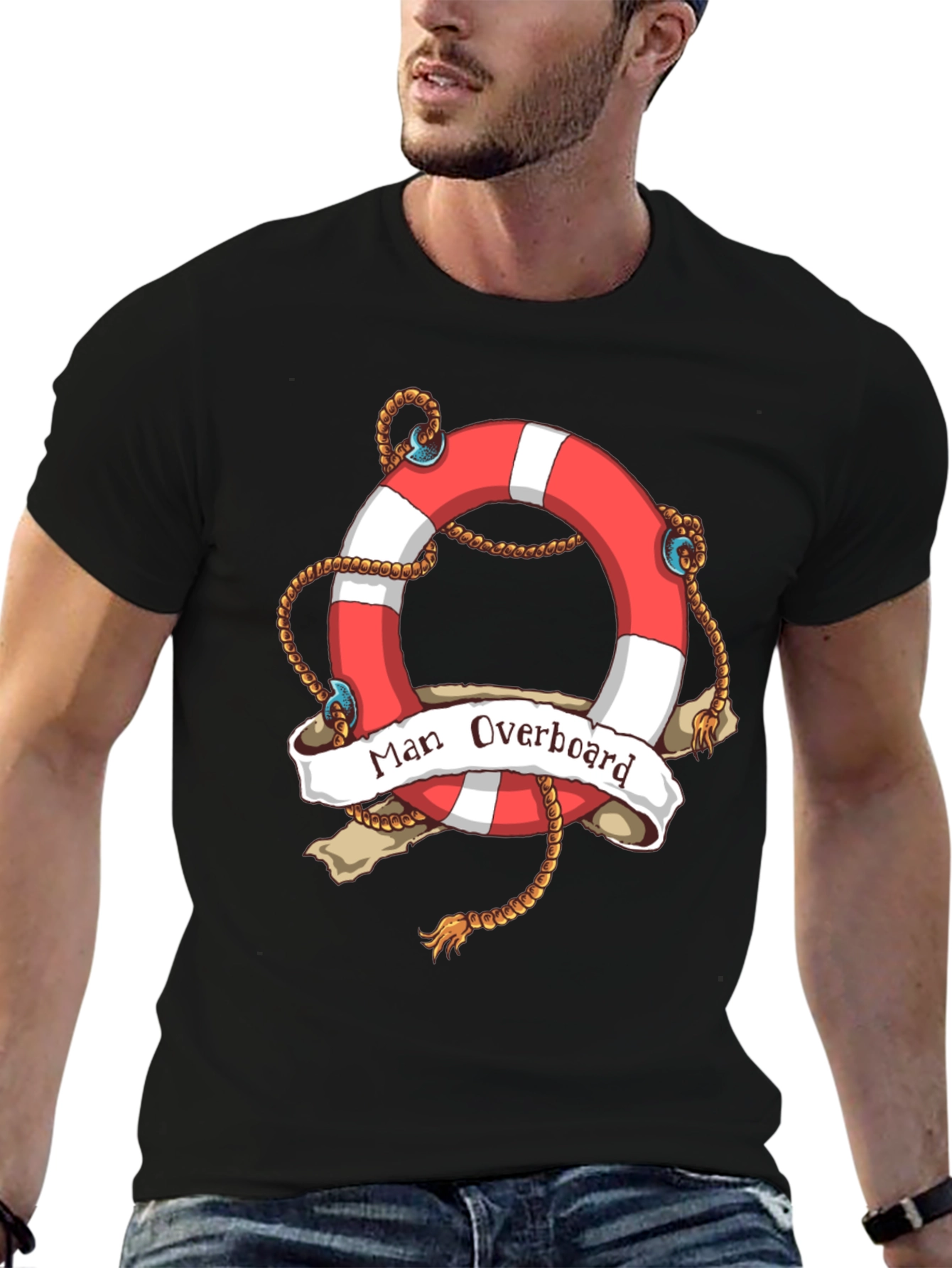 Man Overboard Life Ring Graphic T-Shirt
