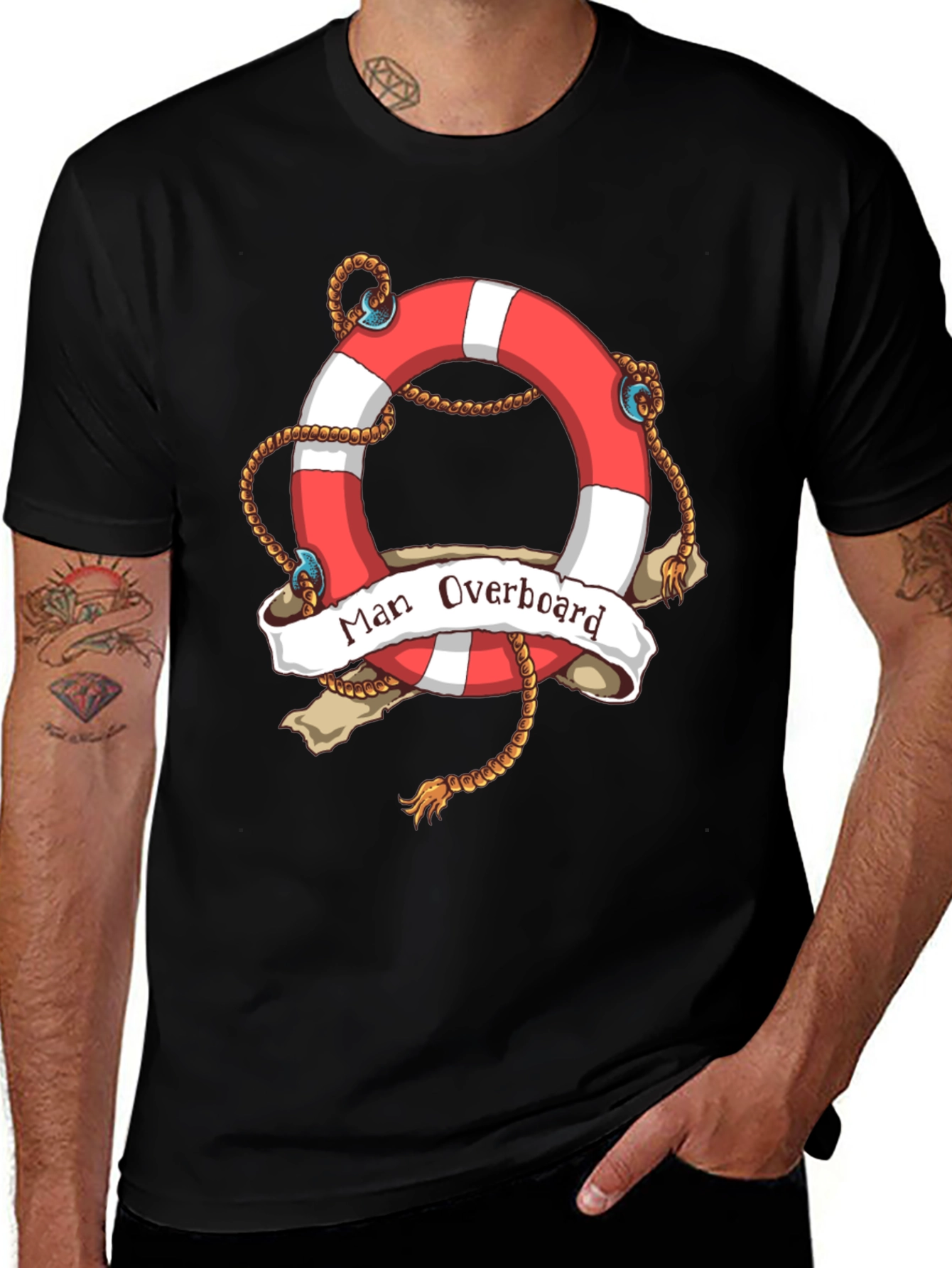 Man Overboard Life Ring Graphic T-Shirt