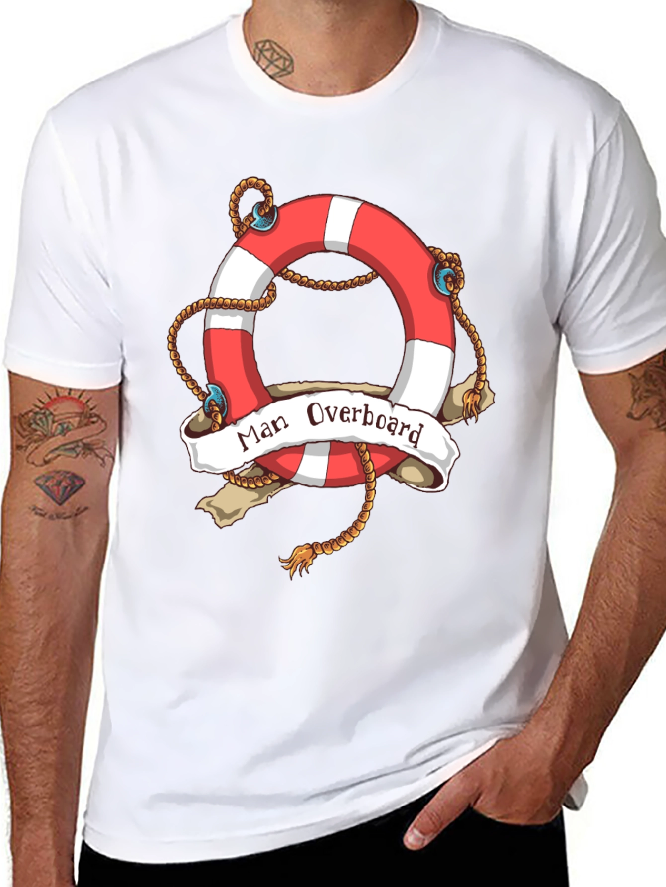 Man Overboard Life Ring Graphic T-Shirt