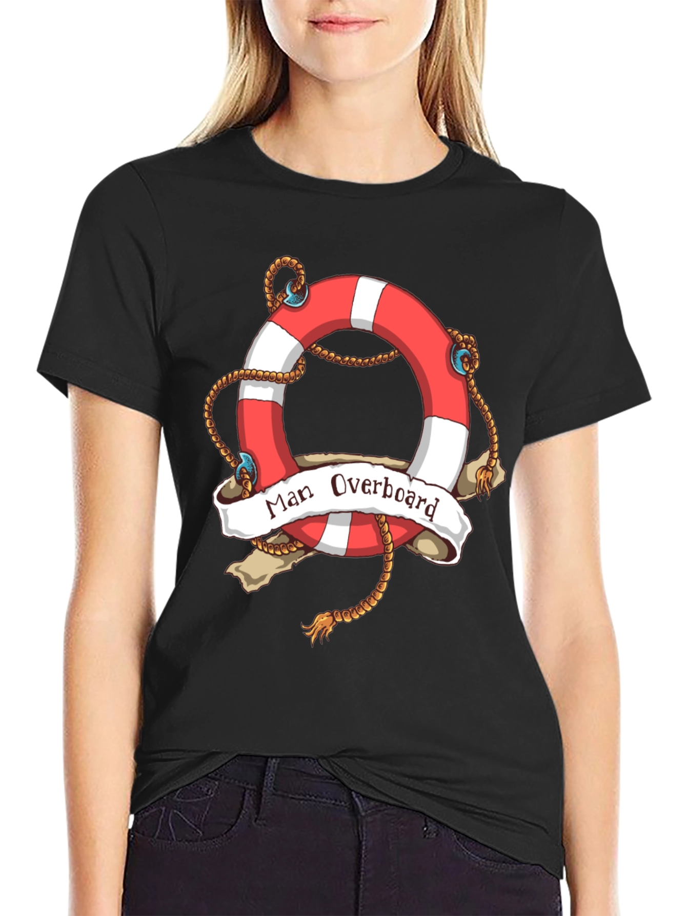 Man Overboard Life Ring Graphic T-Shirt