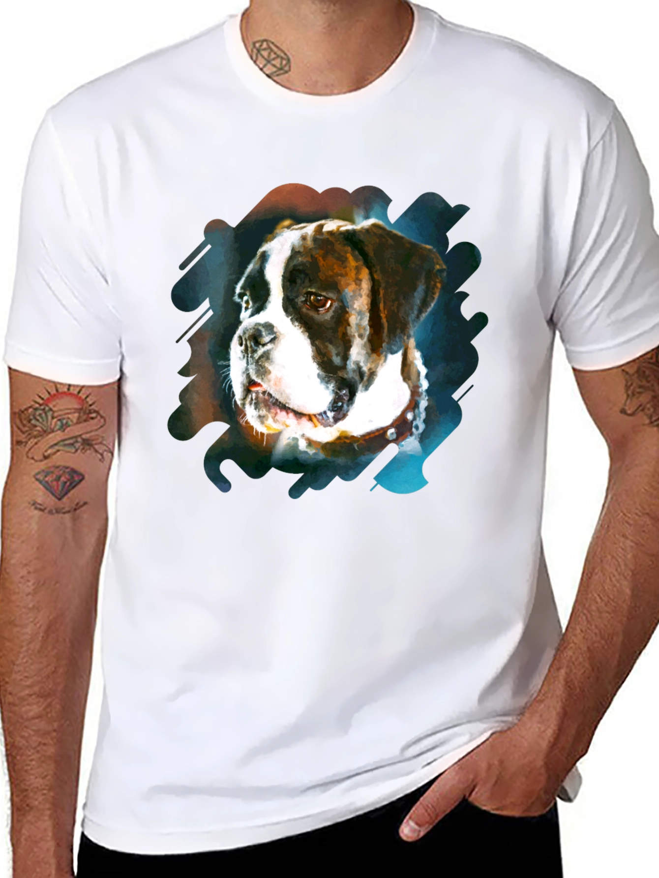 Boxer Dog Graphic Print Black T-Shirt