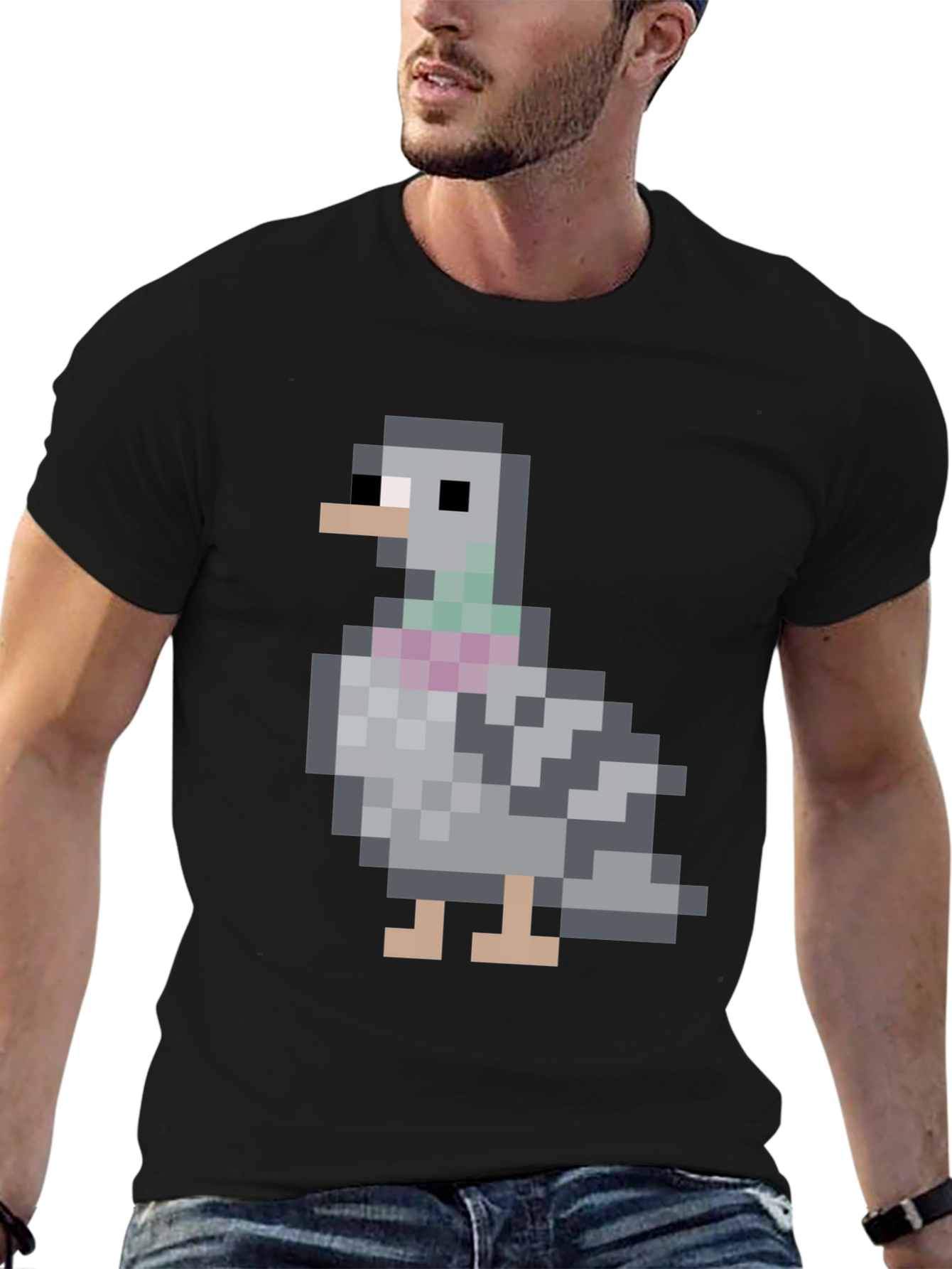 Pixel Pigeon Graphic Tee - Classic Black T-Shirt