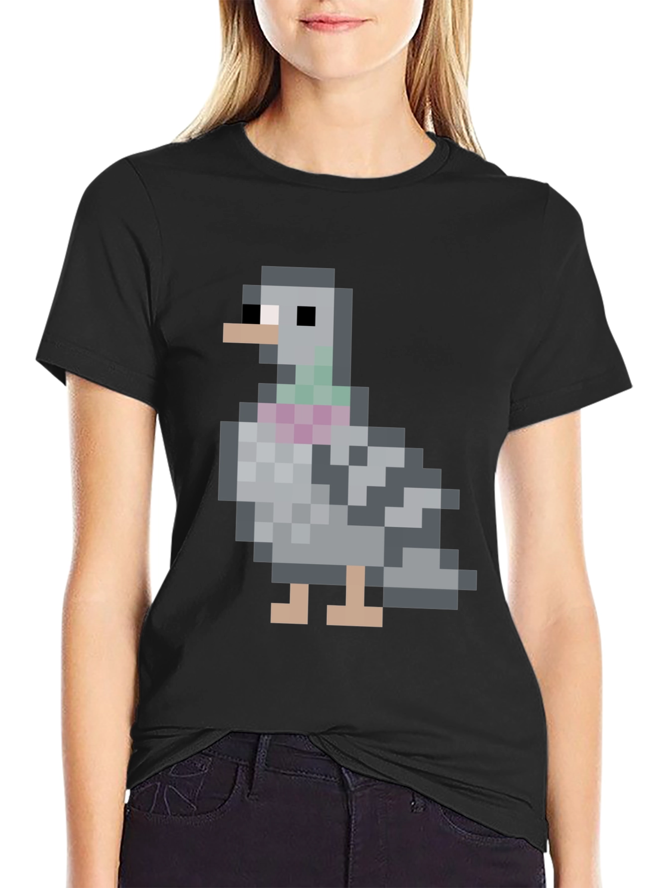 Pixel Pigeon Graphic Tee - Classic Black T-Shirt
